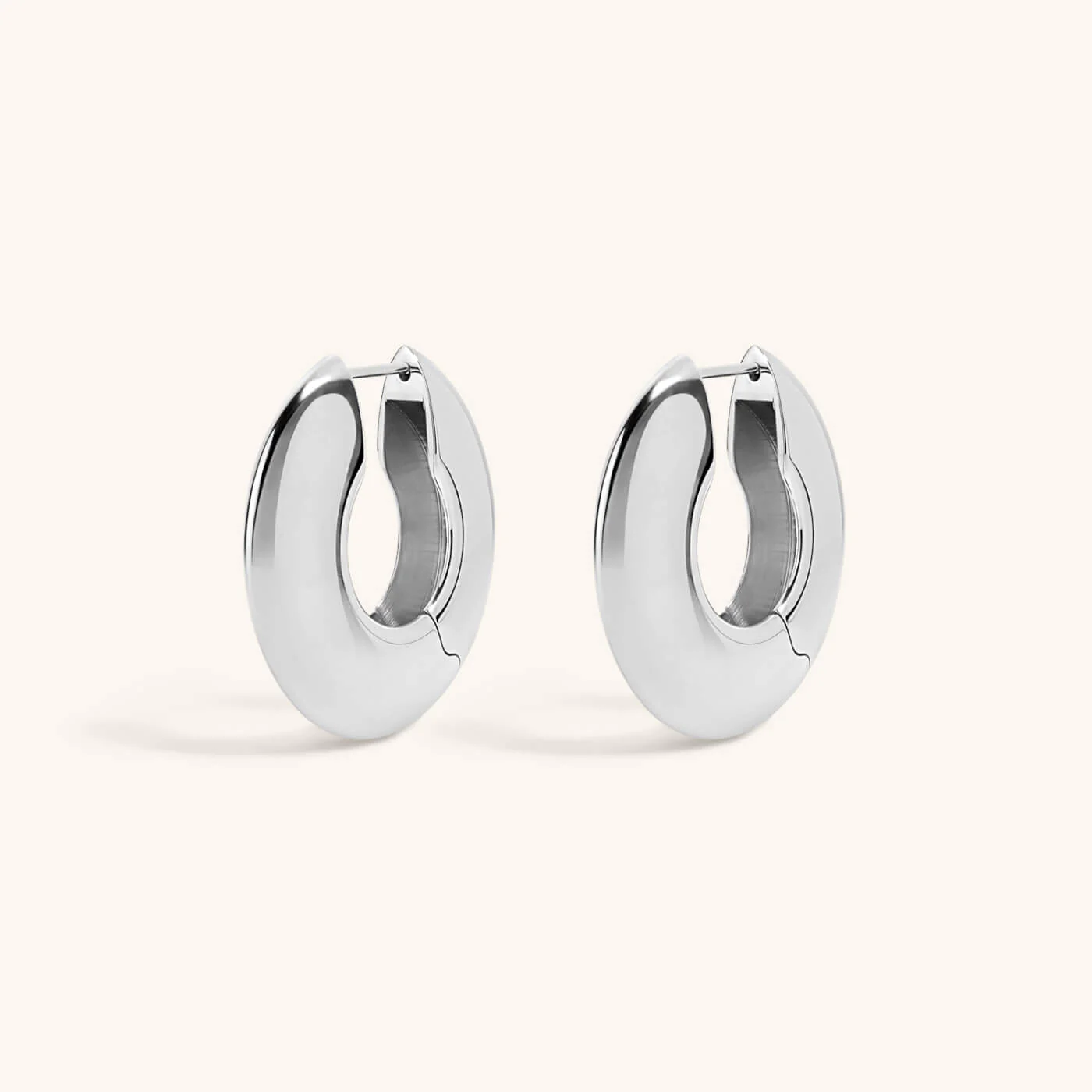 Puffy Disc Hoops in Titanium - Image 5