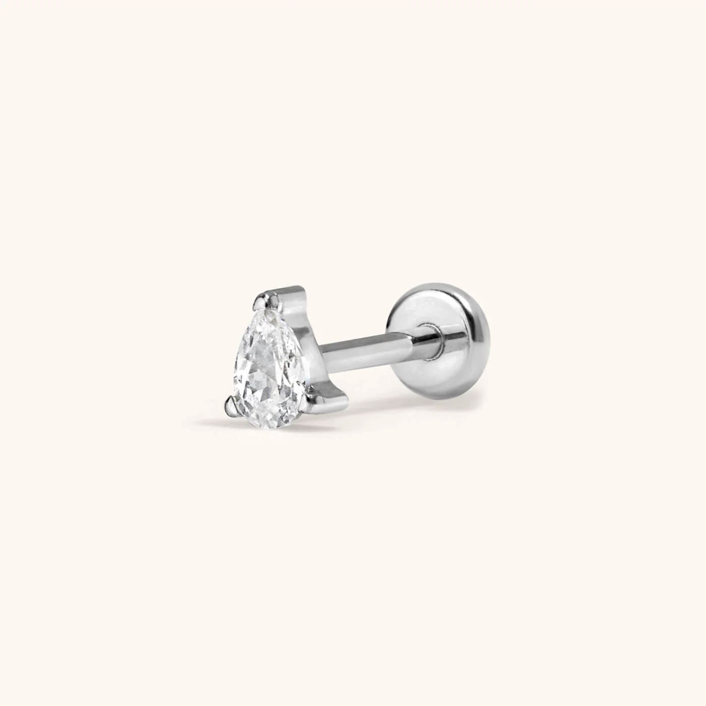 Crystal Pear Push Pin Flat Back Earring - Image 4
