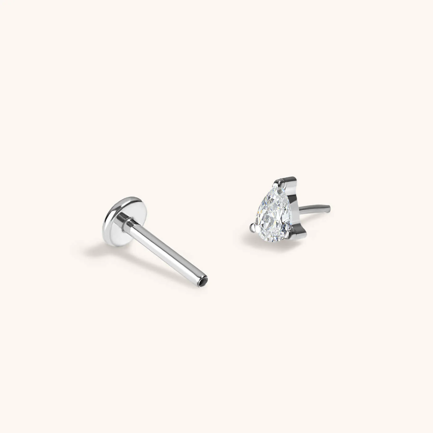Crystal Pear Push Pin Flat Back Earring - Image 5