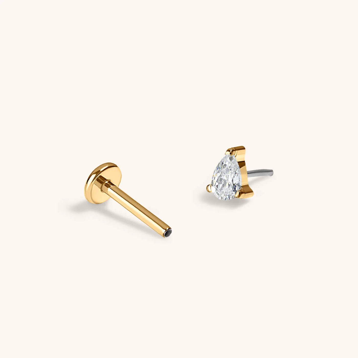 Crystal Pear Push Pin Flat Back Earring - Image 6