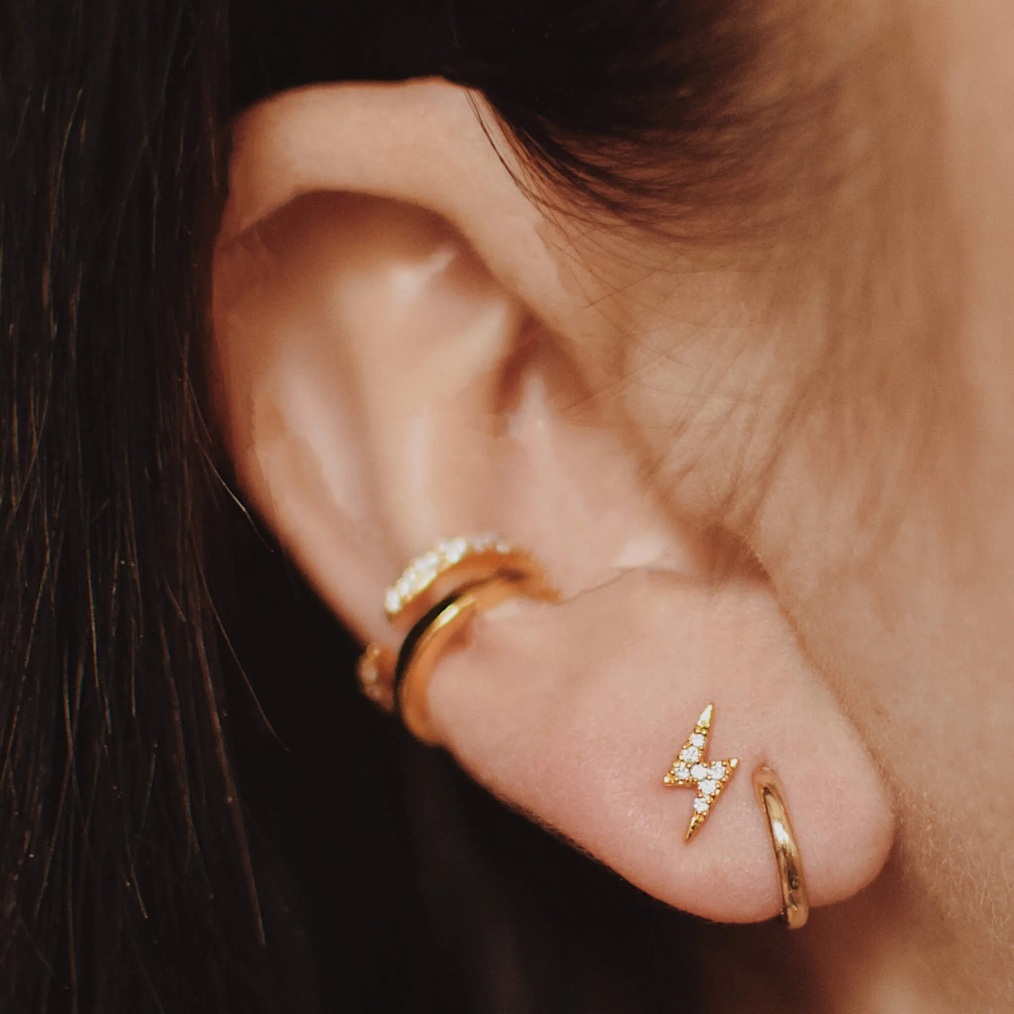 Classic Huggie Hoops in 14k Gold - Image 4
