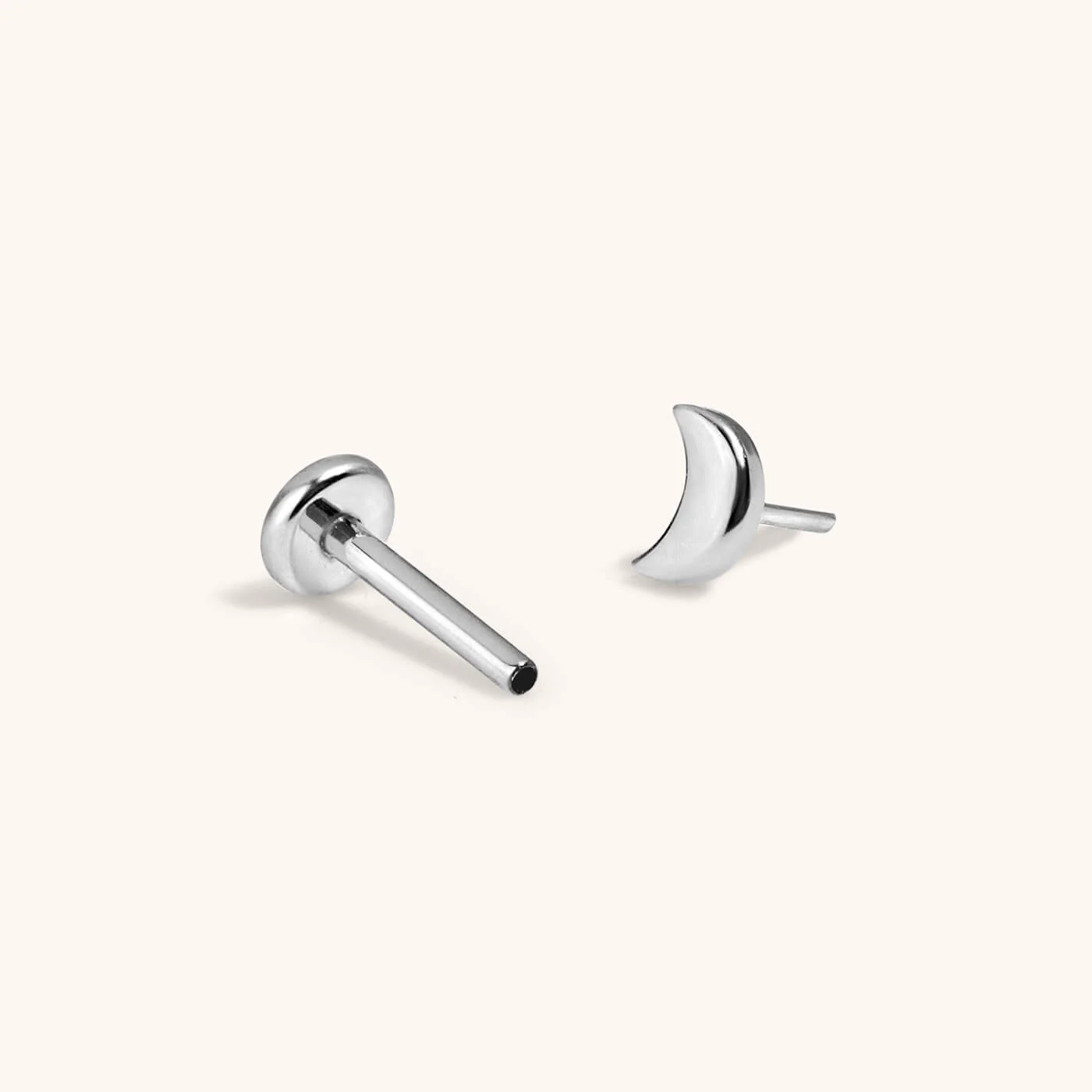 Classic Moon Push Pin Flat Back Earring - Image 5