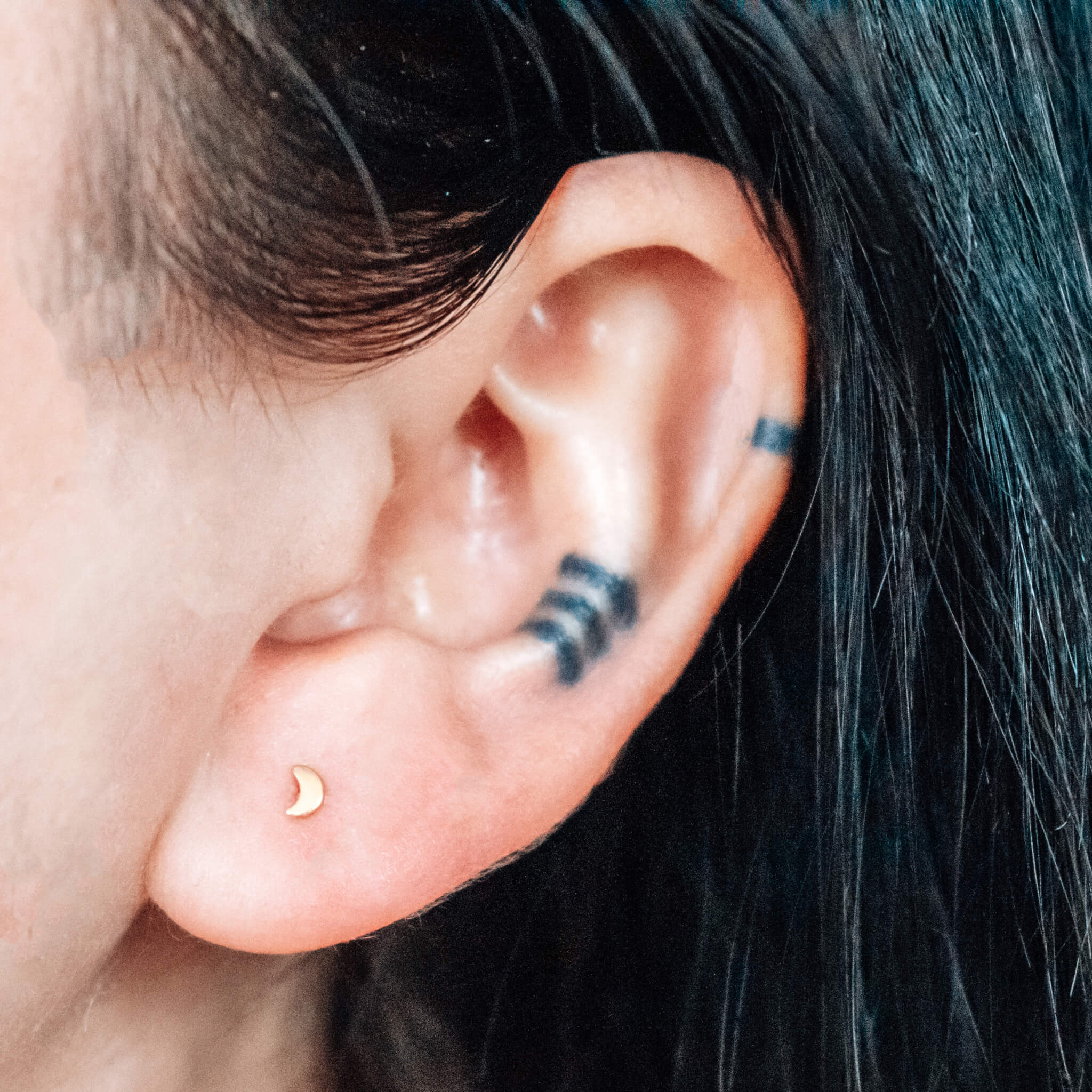 Classic Moon Push Pin Flat Back Earring - Image 6