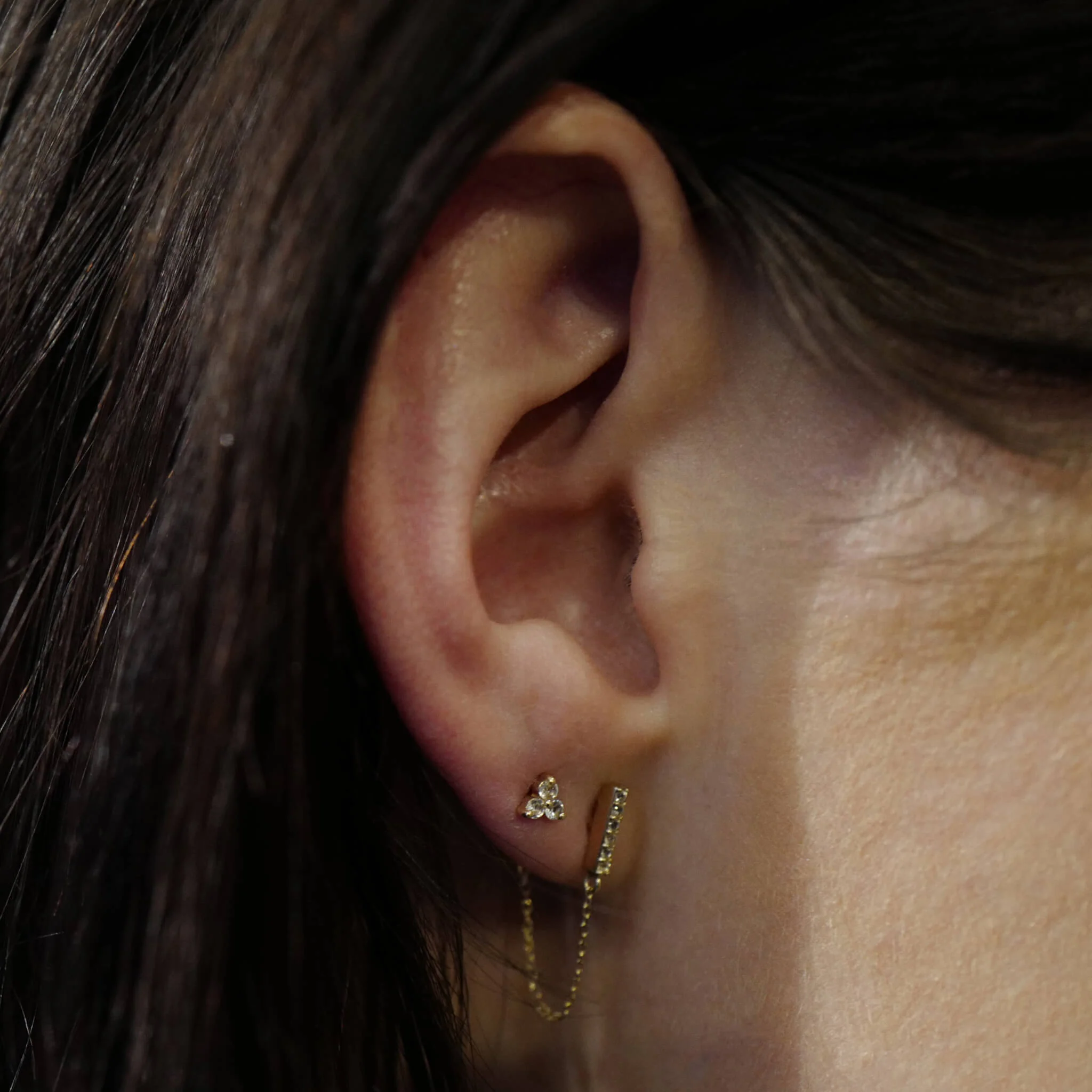 Crystal Trinity Studs in 14k Gold - Image 3