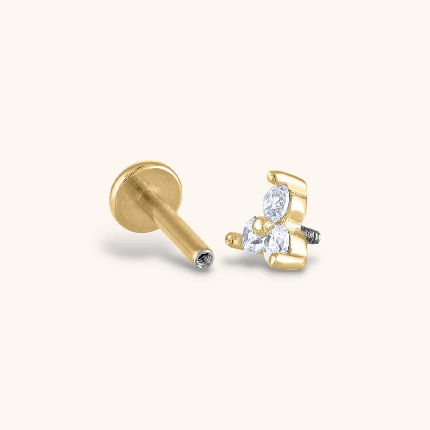 Crystal Trinity Threaded Flat Back Earring - Image 4