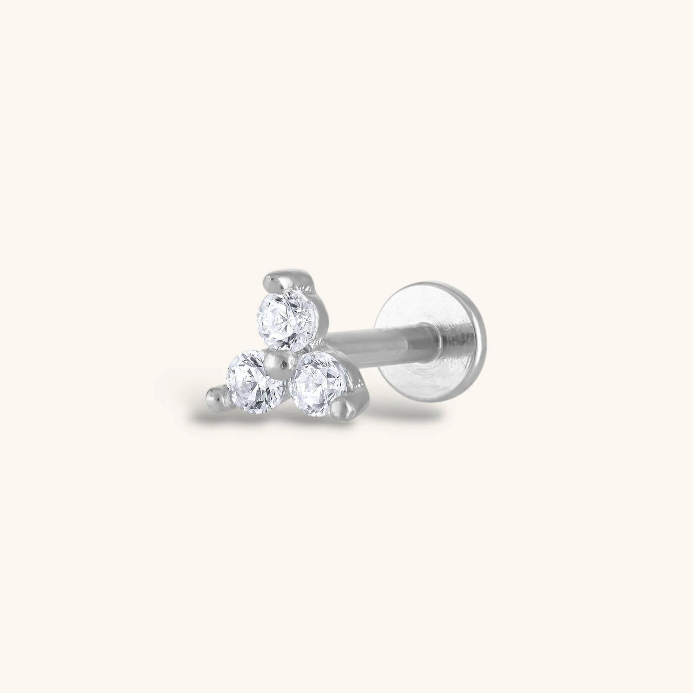 Crystal Trinity Threaded Flat Back Earring - Image 5