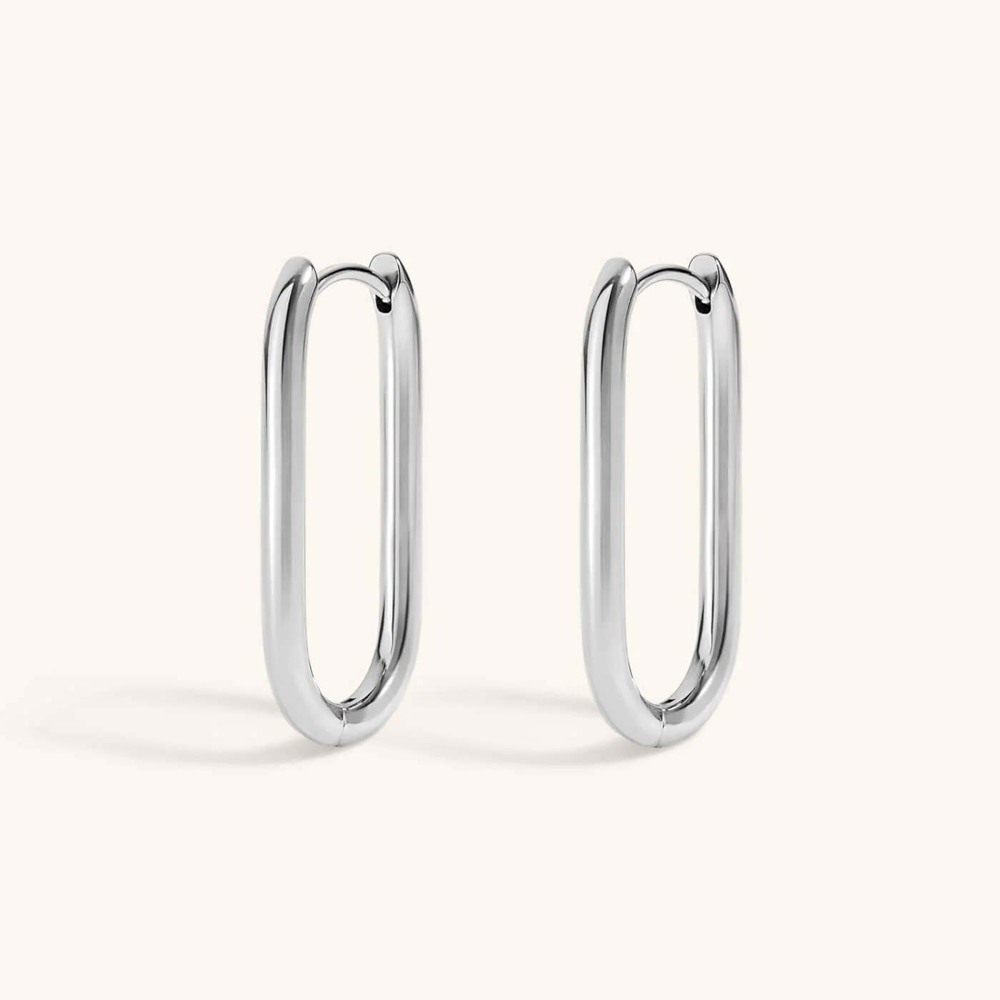 Halo Oval Hoop Earrings in Titanium - Image 4