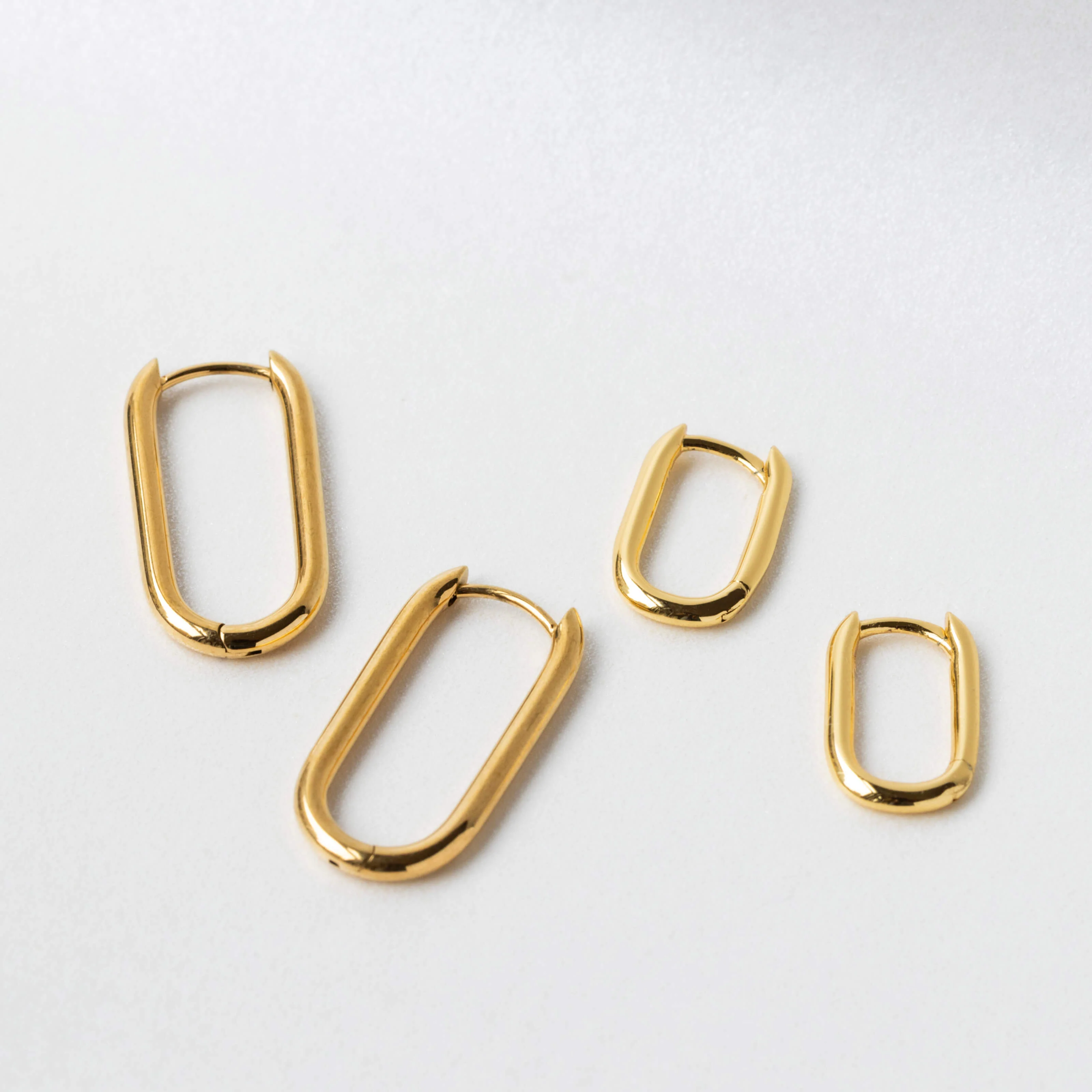 Baby Halo Oval Hoop Earrings in Titanium - Image 3