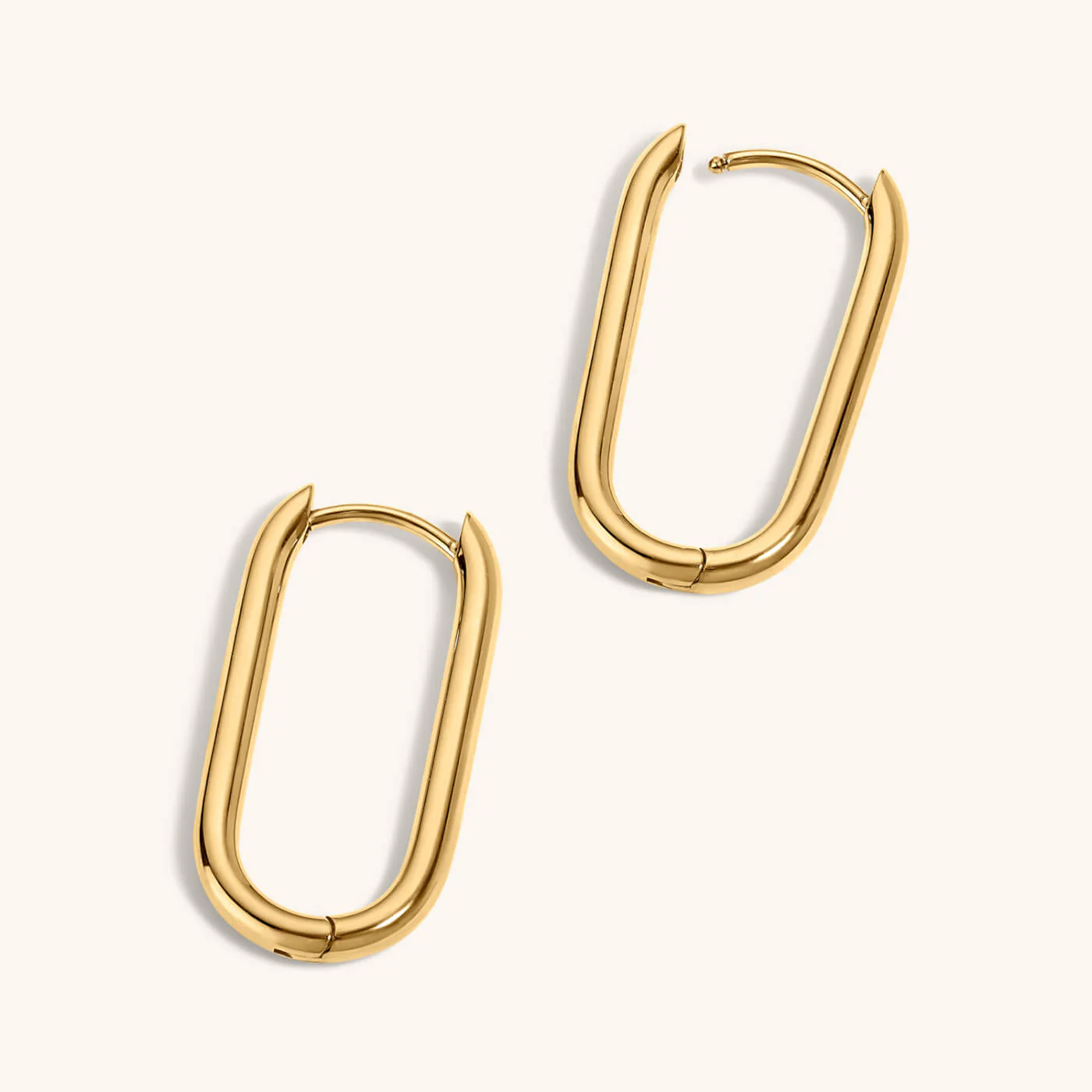 Halo Oval Hoop Earrings in Titanium - Image 6