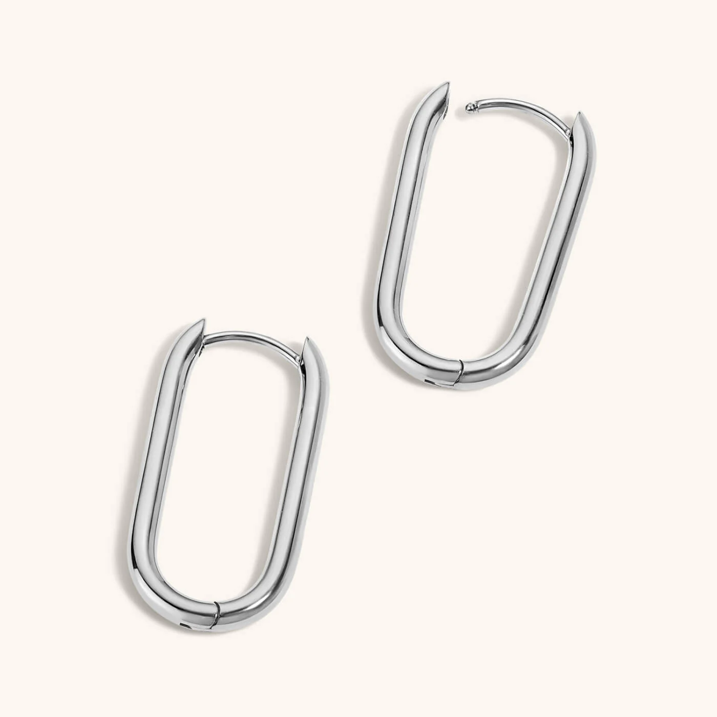 Halo Oval Hoop Earrings in Titanium - Image 7
