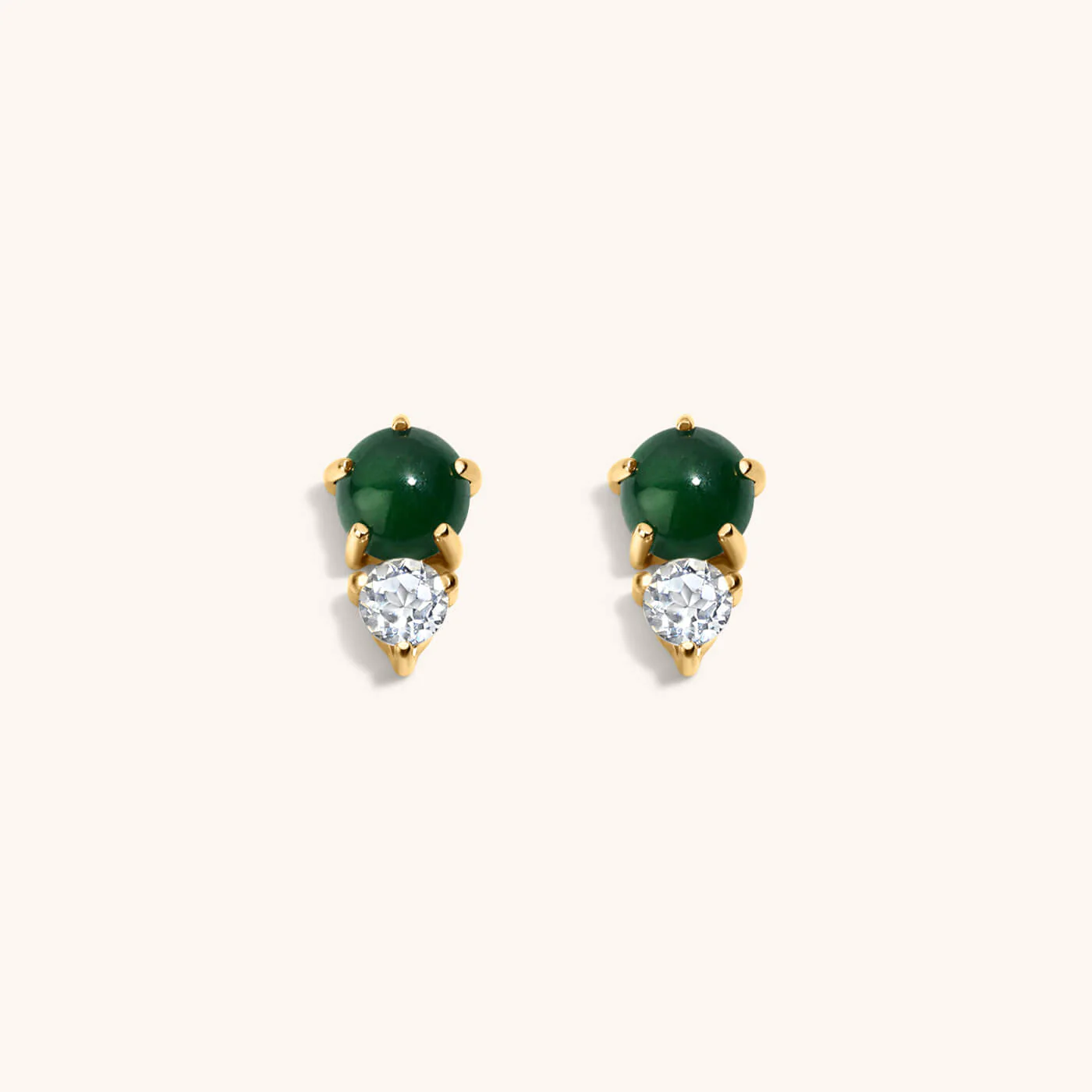 Jade and White Topaz Nap Earrings - Image 4