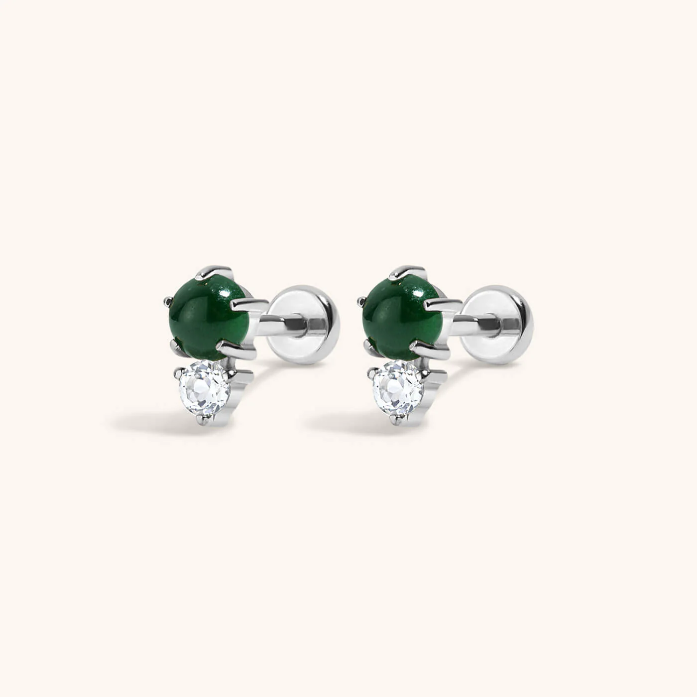 Jade and White Topaz Nap Earrings - Image 5