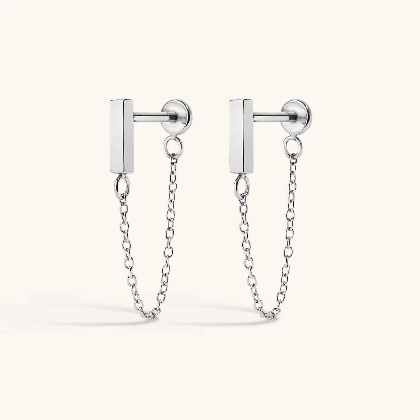 Little Bar Chain Nap Earrings - Image 4