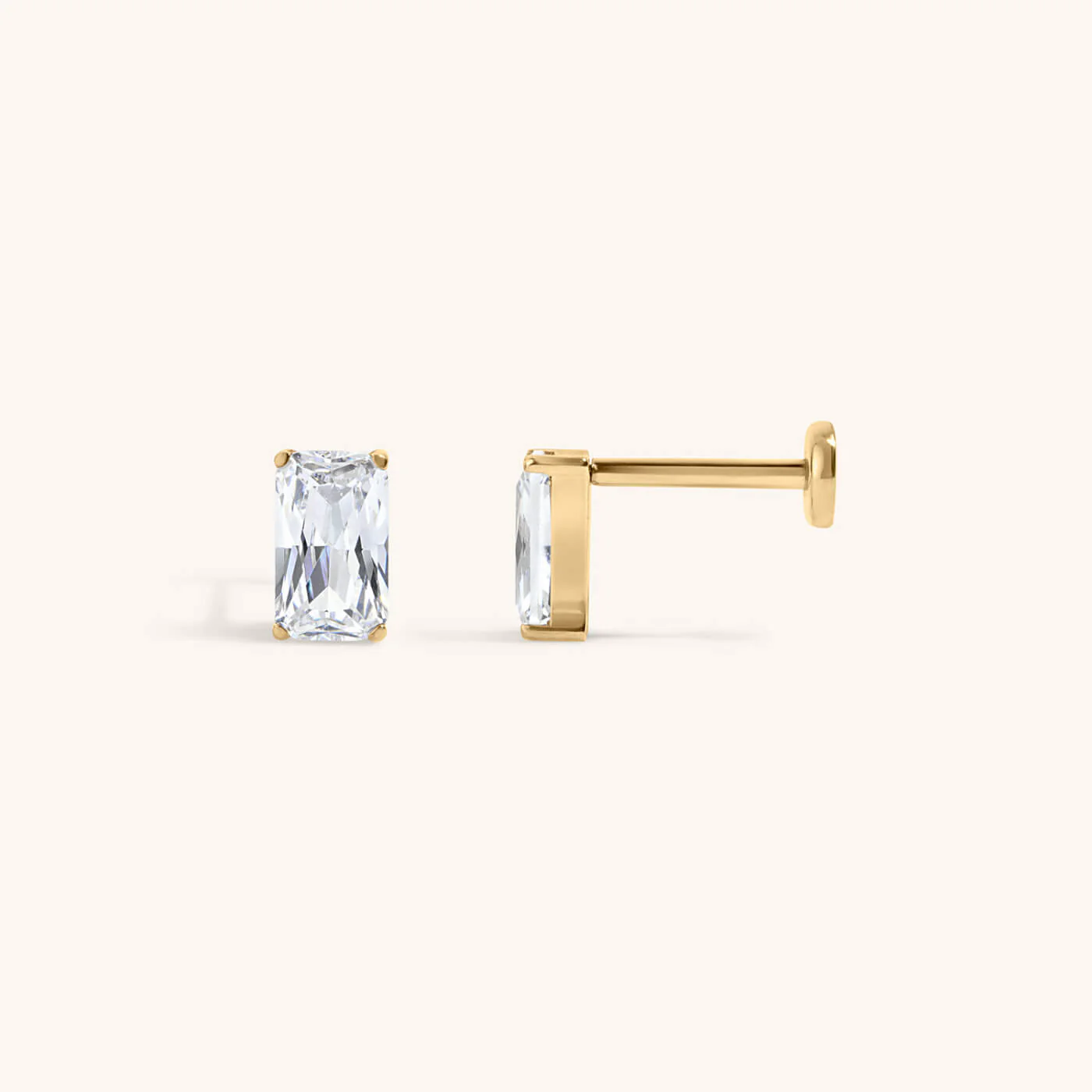 Mini Celestial Crystal Emerald Cut Nap Earrings - Image 4