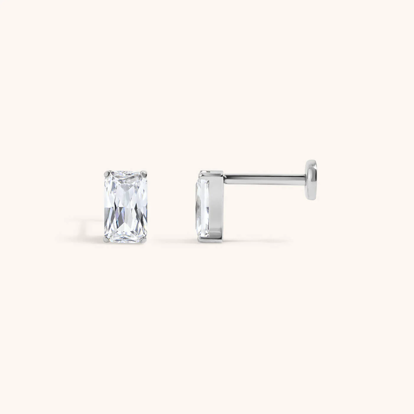 Mini Celestial Crystal Emerald Cut Nap Earrings - Image 5