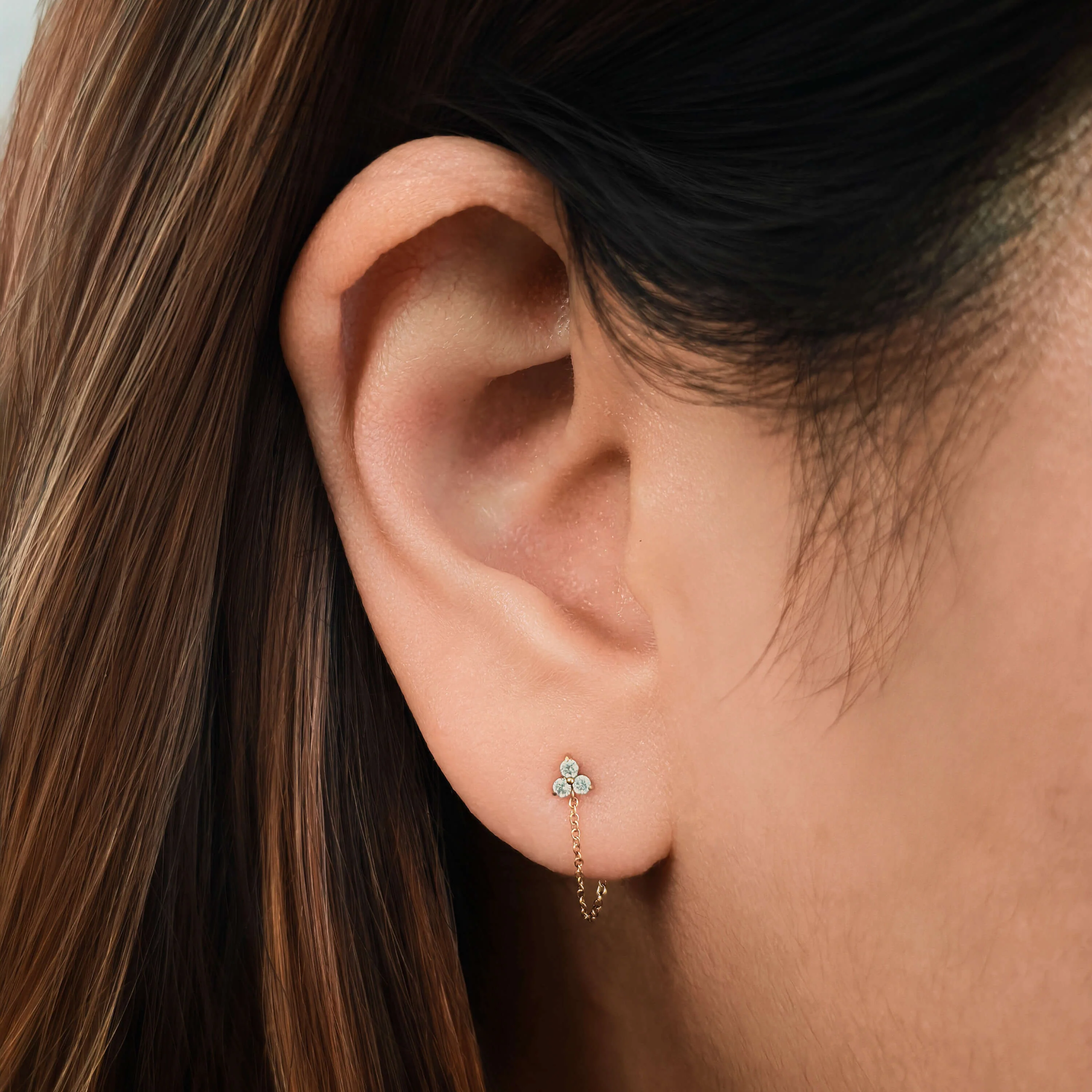 Mini Crystal Trinity Chain Nap Earrings - Image 3