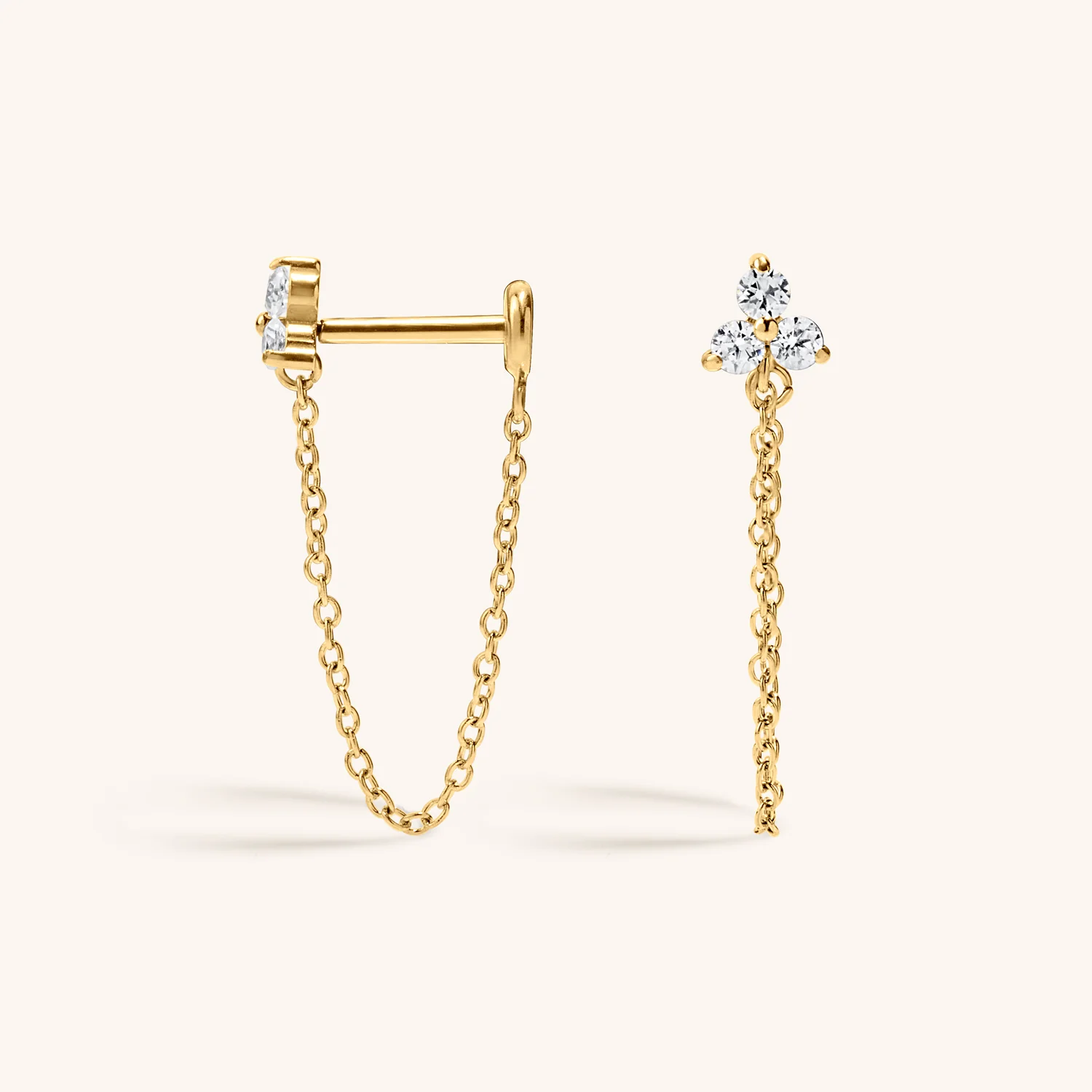 Mini Crystal Trinity Chain Nap Earrings - Image 4