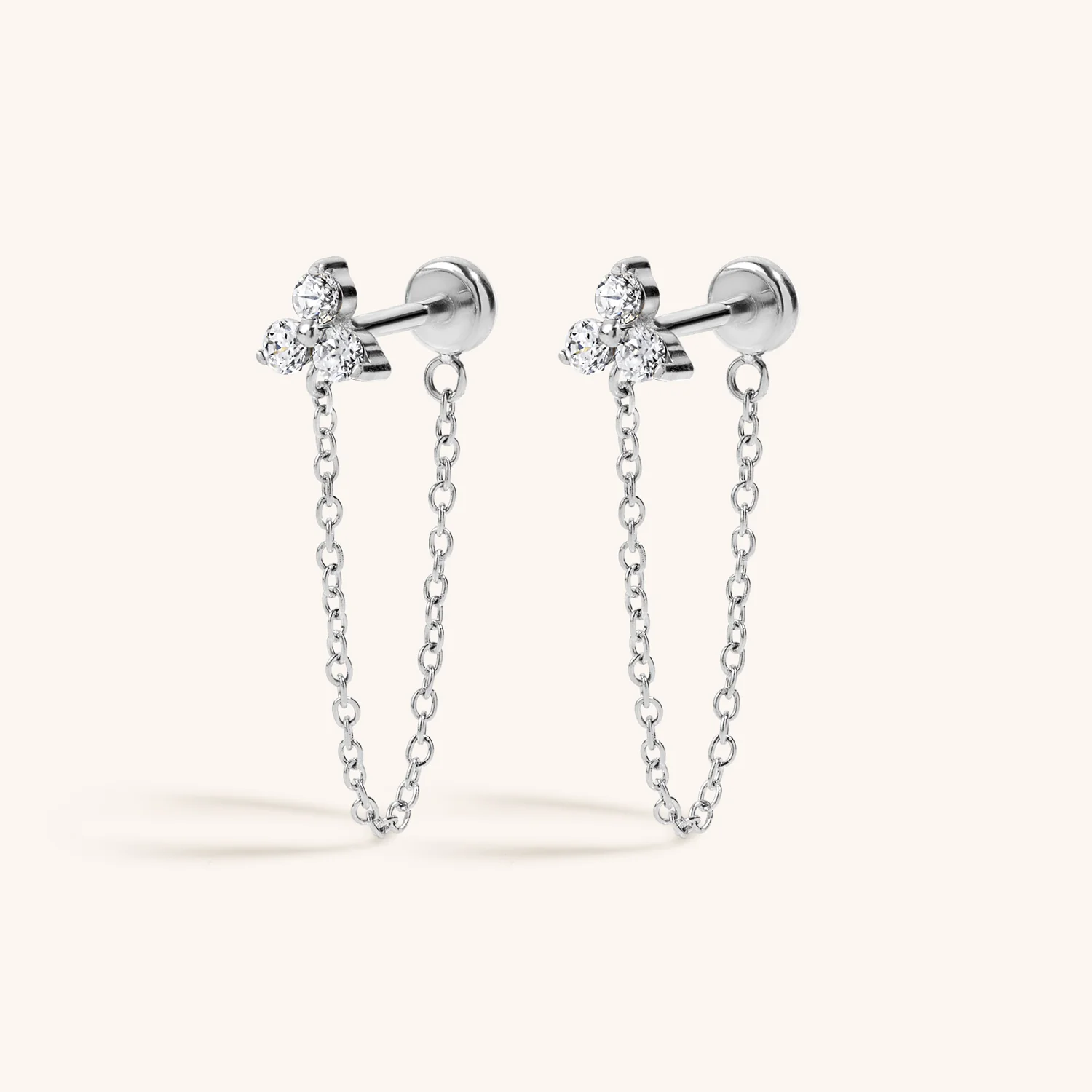Mini Crystal Trinity Chain Nap Earrings - Image 5