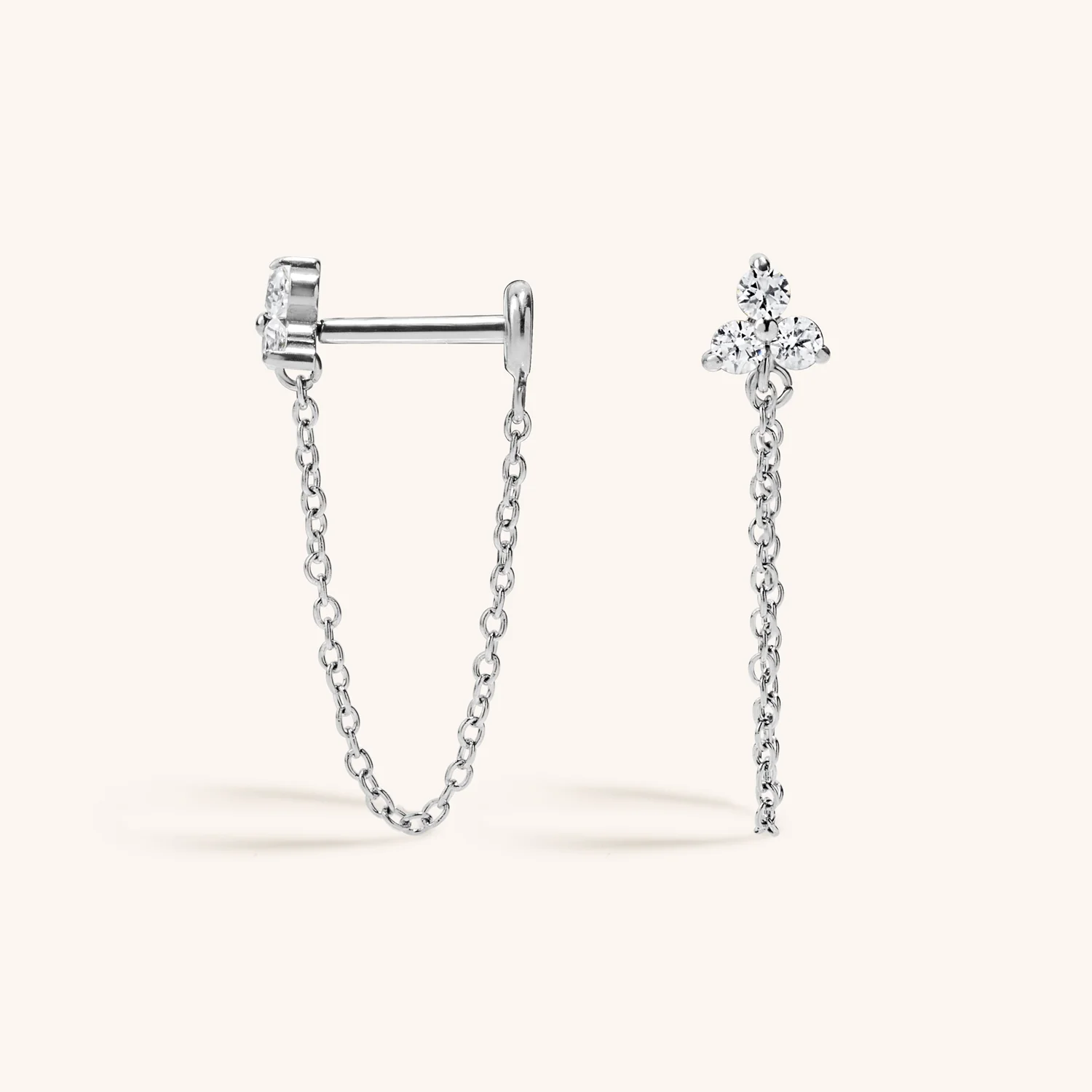 Mini Crystal Trinity Chain Nap Earrings - Image 6