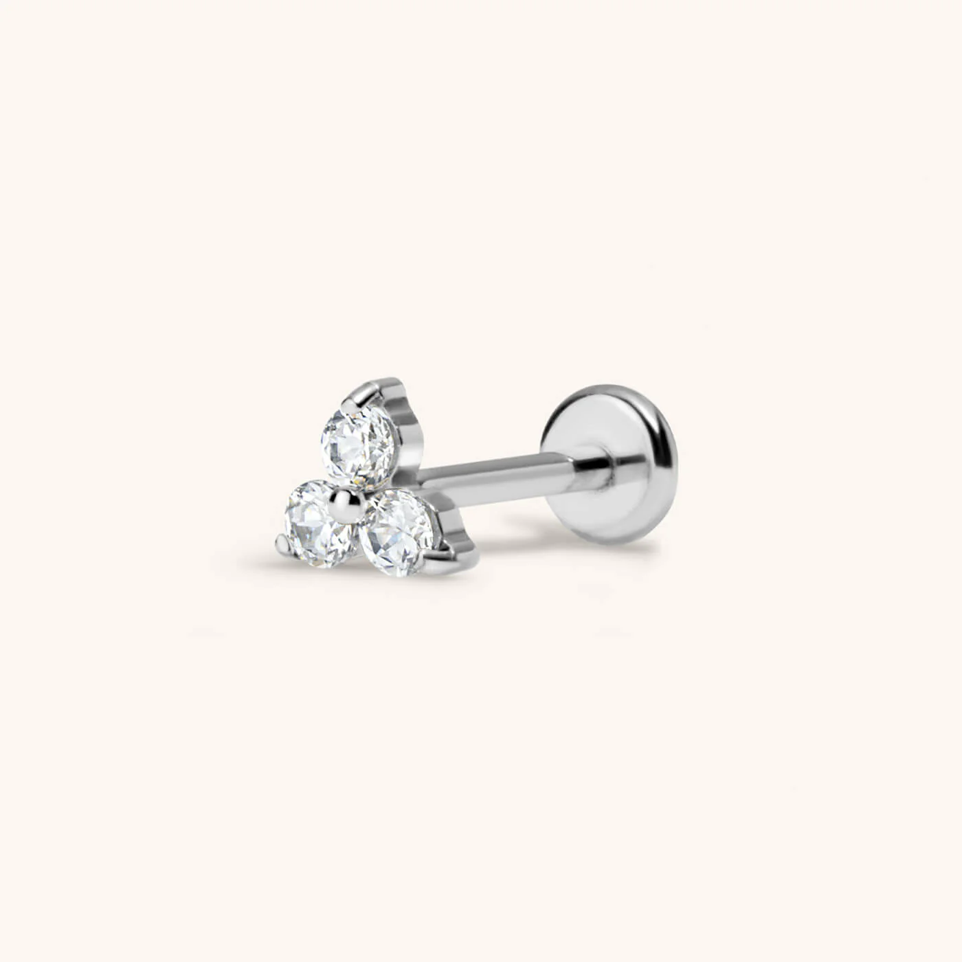 Mini Crystal Trinity Push Pin Flat Back Earring - Image 4