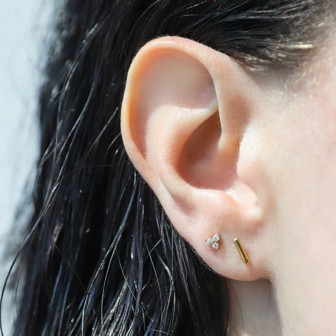 Mini Crystal Trinity Studs in Titanium - Image 3