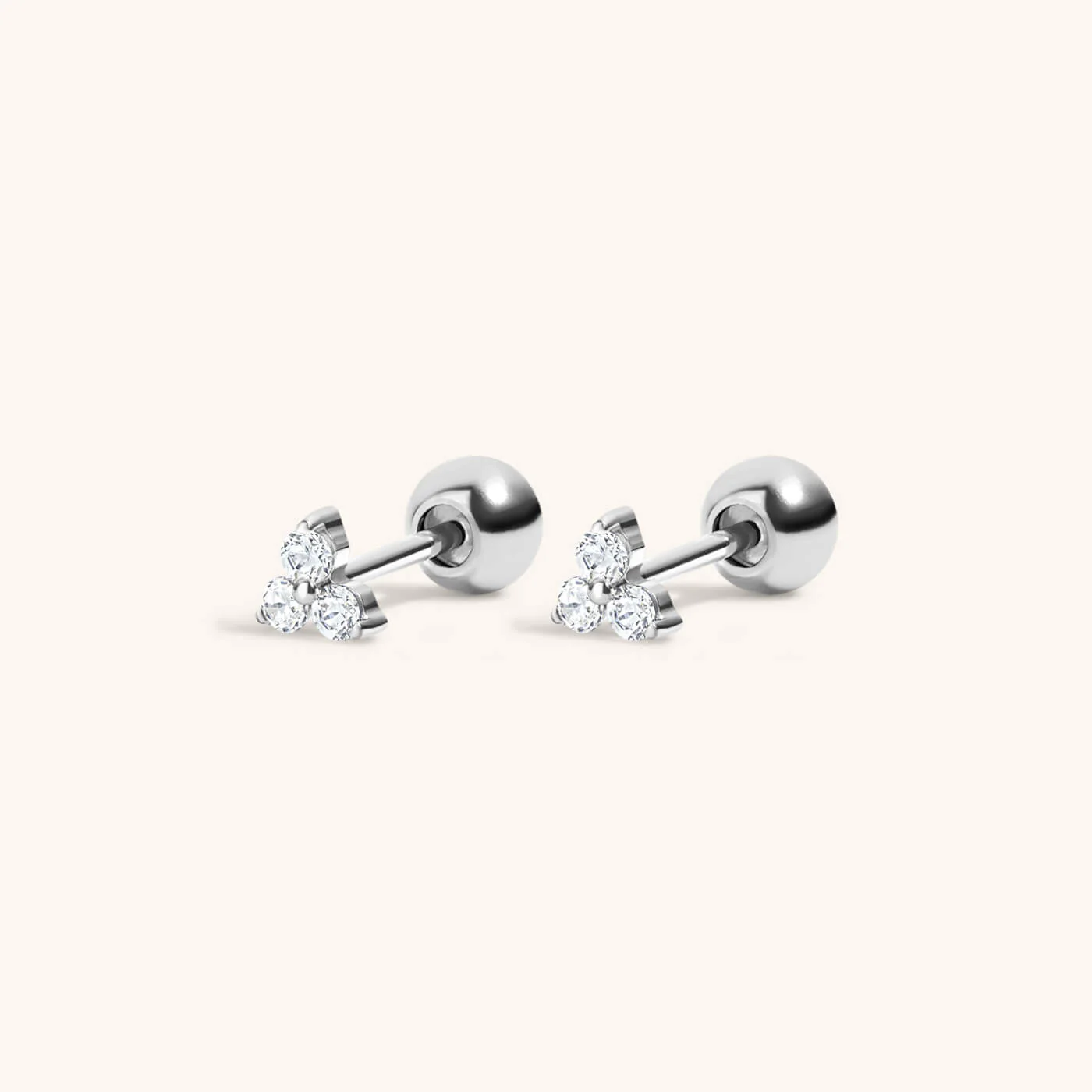 Mini Crystal Trinity Studs in Titanium - Image 4