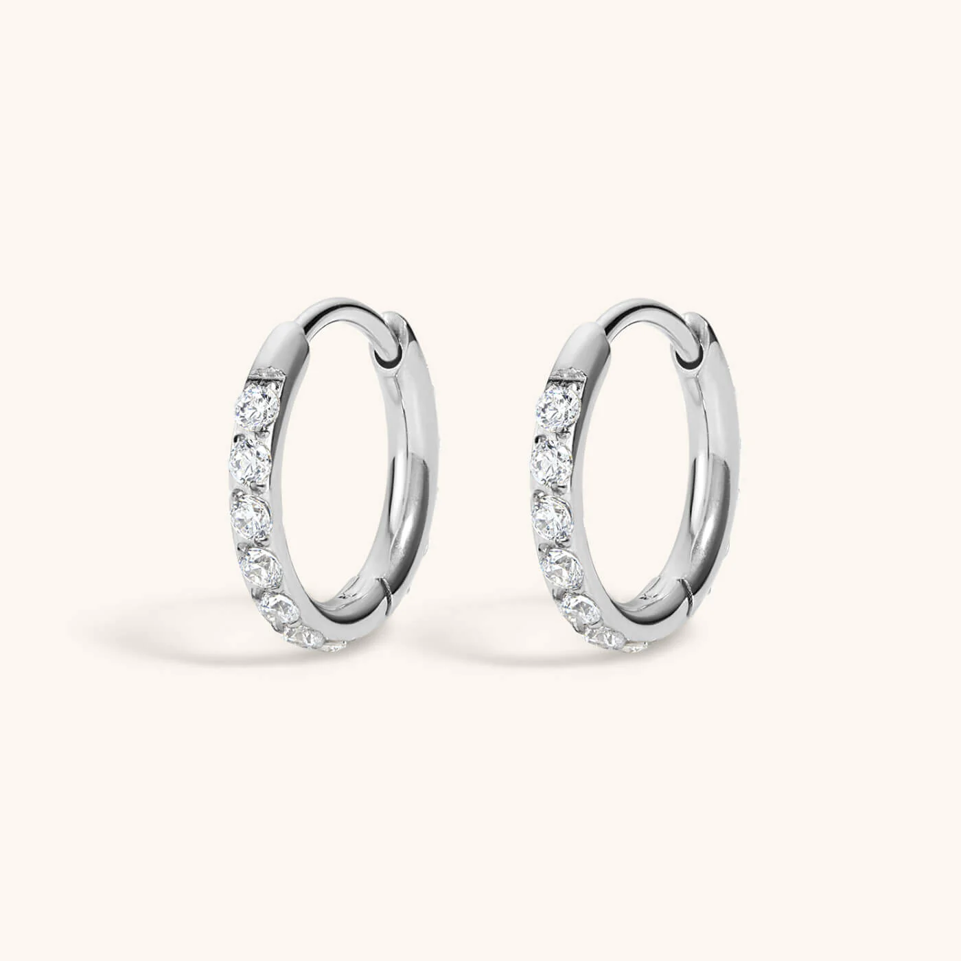 Mini Eternity Hoop Earrings in Titanium - Image 6