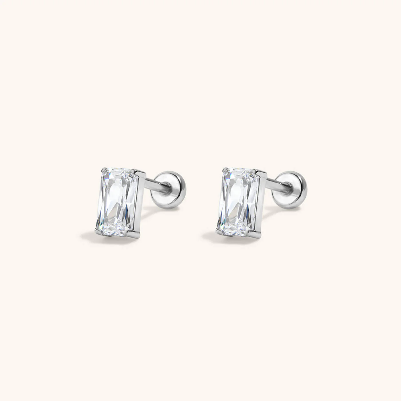 Mini Celestial Crystal Emerald Cut Nap Earrings - Image 3