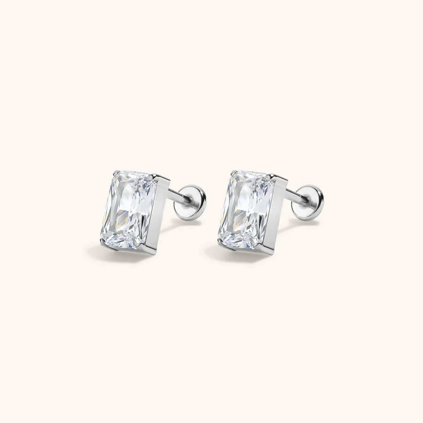Celestial Crystal Emerald Cut Nap Earrings - Image 4