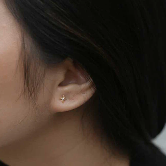 North Star Threaded Flat Back Earring - Image 3