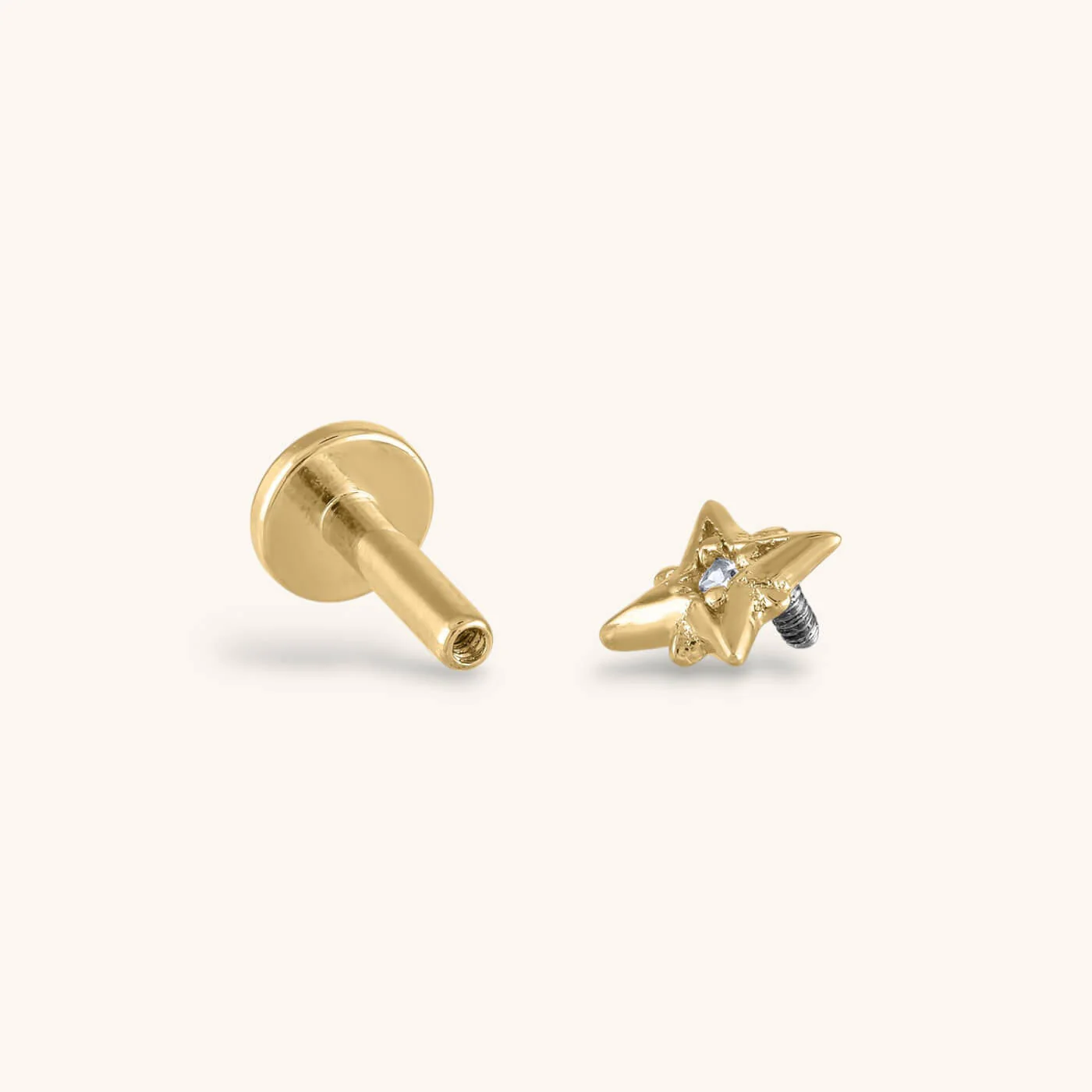 North Star Threaded Flat Back Earring - Image 4