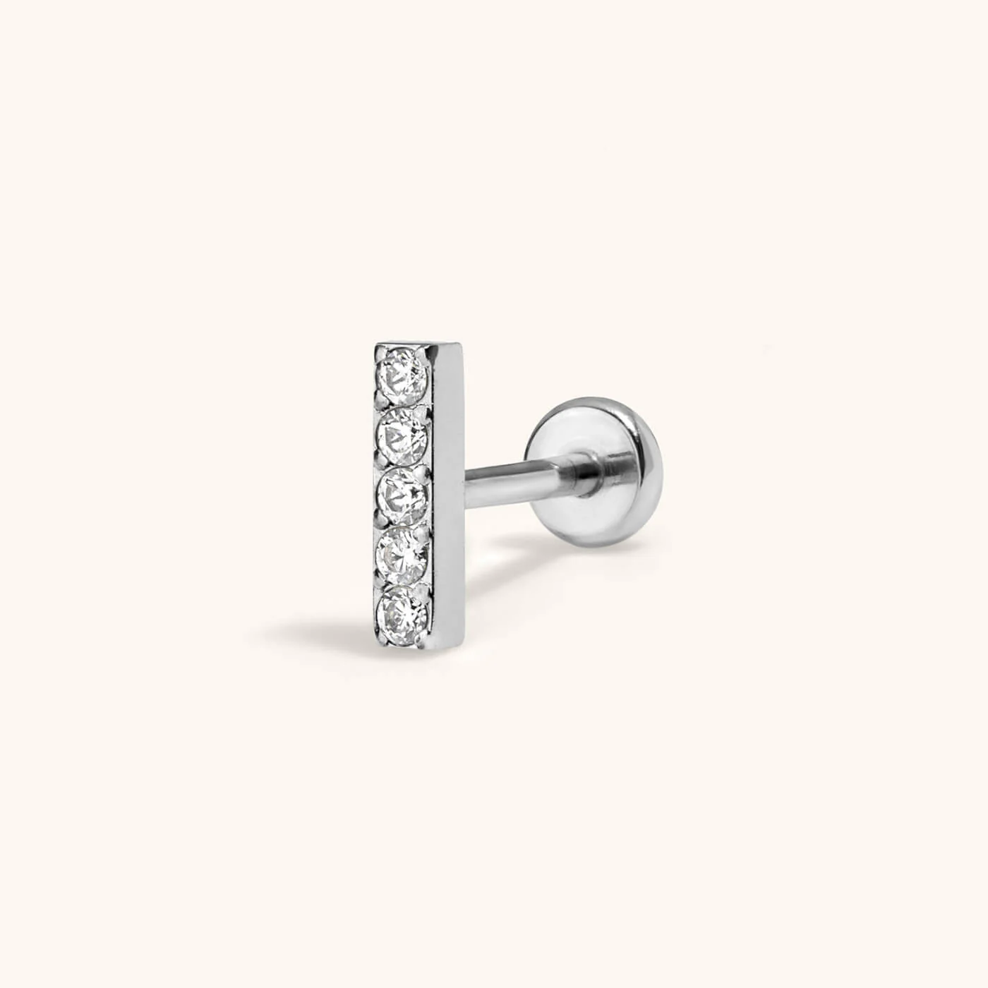 Pave Bar Push Pin Flat Back Earring - Image 4