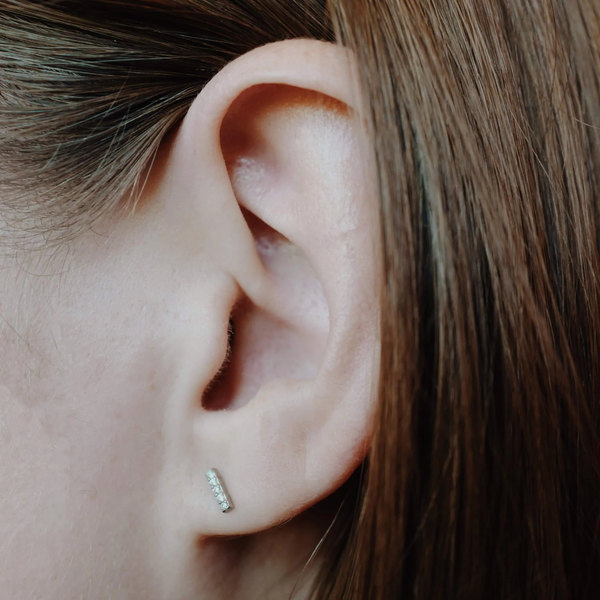 Pave Bar Studs in Titanium - Image 3