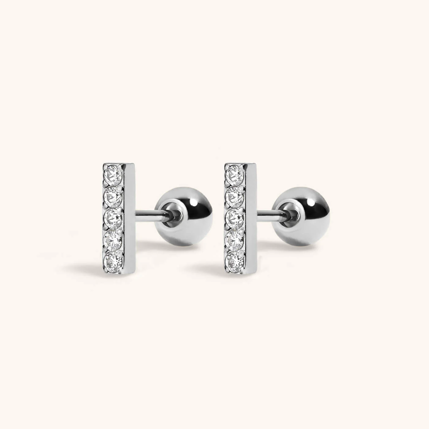 Pave Bar Studs in Titanium - Image 4