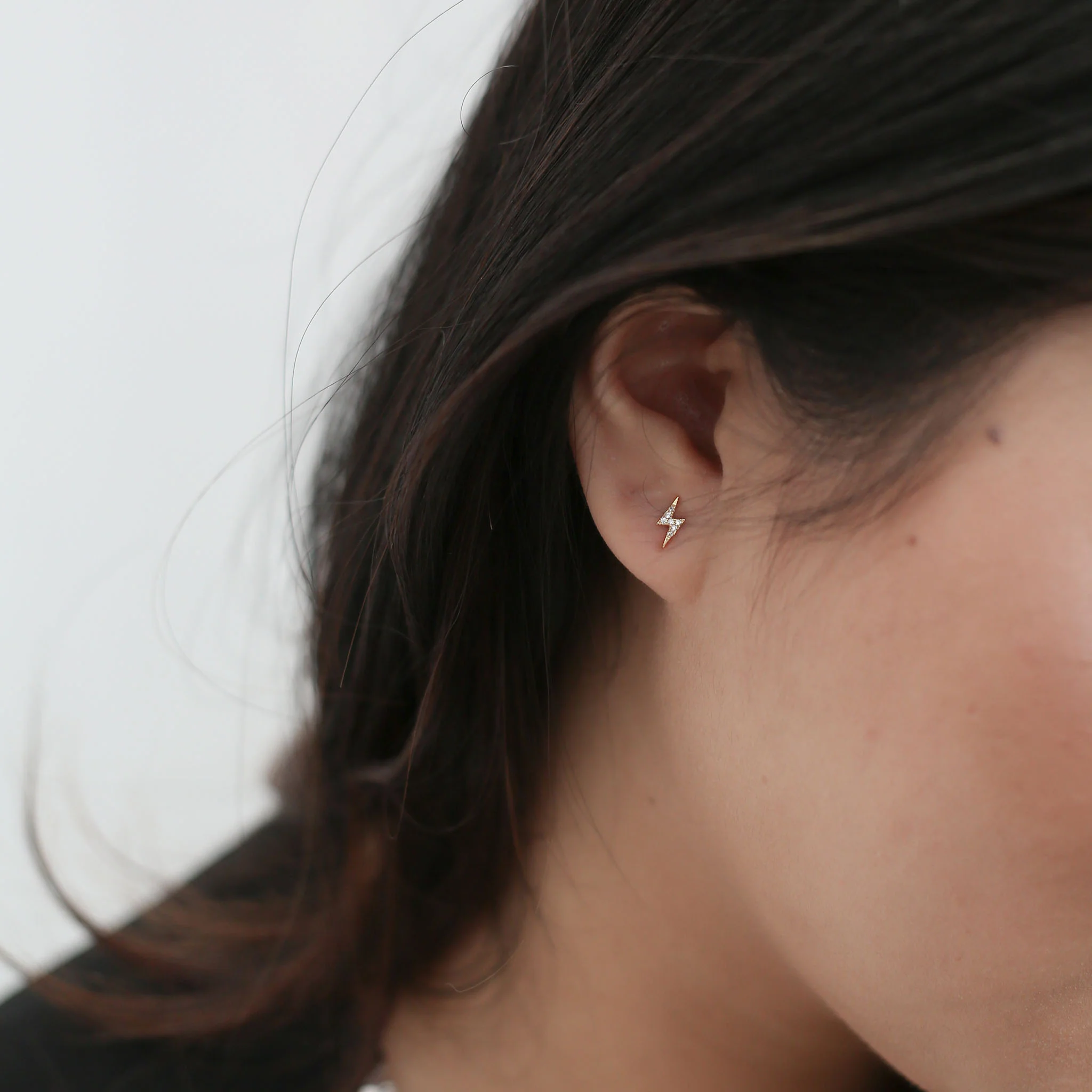Pave Lightning Ball Back Earrings in 14k Gold - Image 3