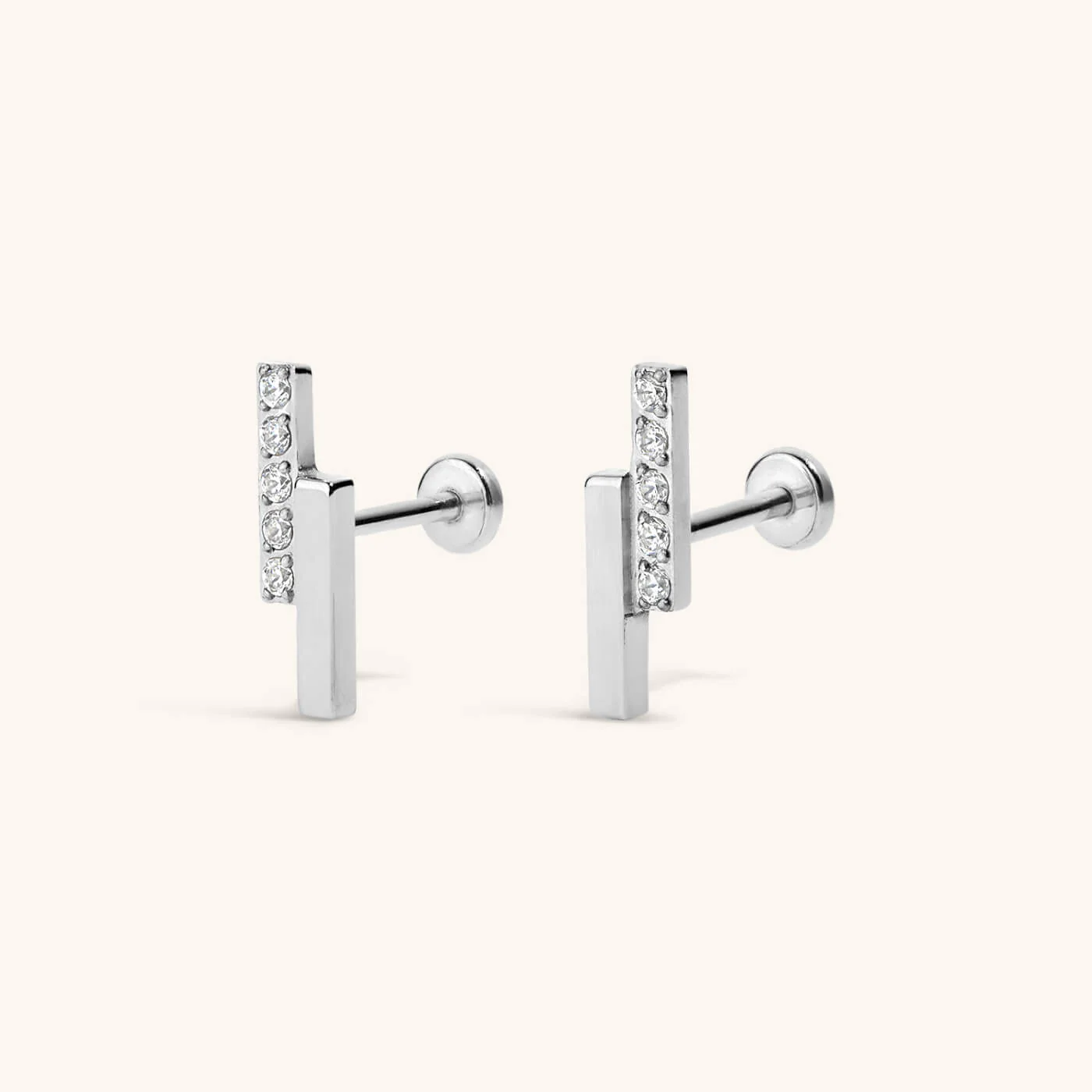 Pave Lightning Bar Nap Earrings - Image 5