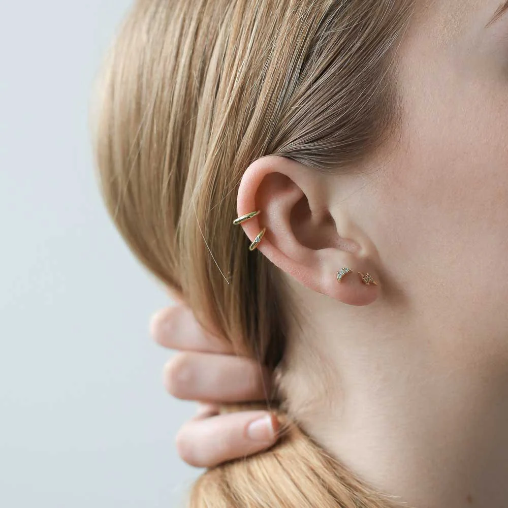 Pave Lightning Push Pin Flat Back Earring - Image 3