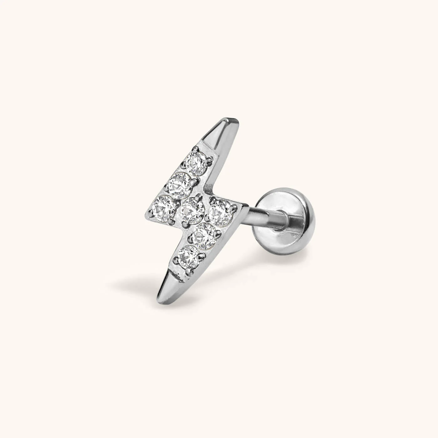 Pave Lightning Push Pin Flat Back Earring - Image 4