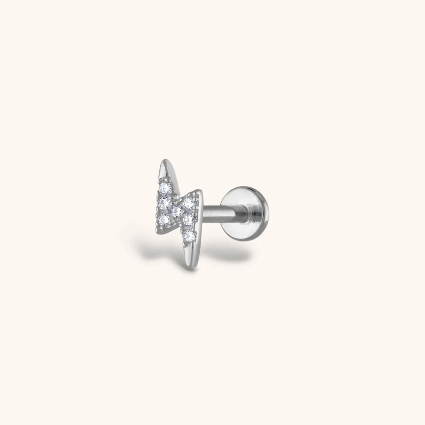 Pave Lightning Threaded Flat Back Earring - Image 5