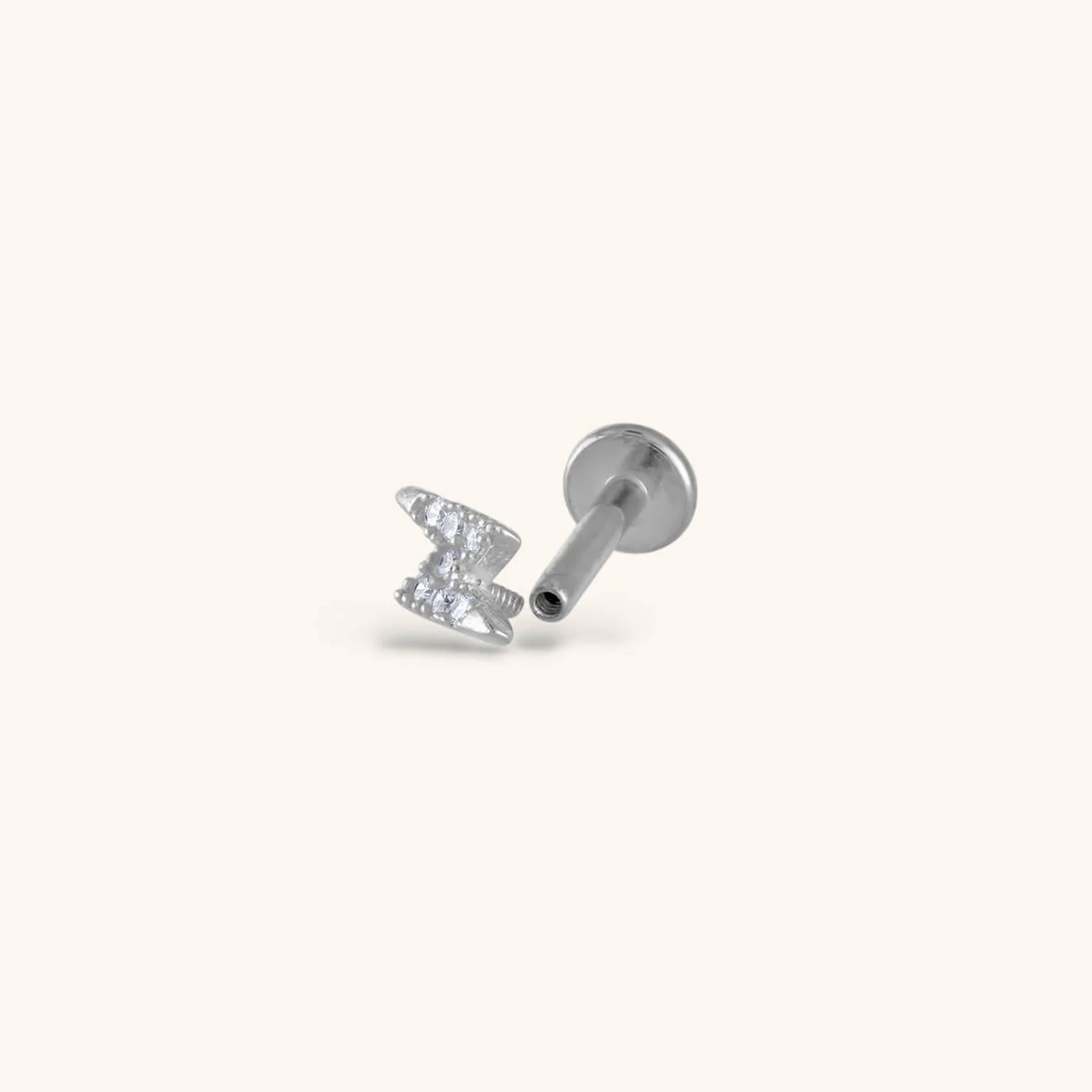 Pave Lightning Threaded Flat Back Earring - Image 6