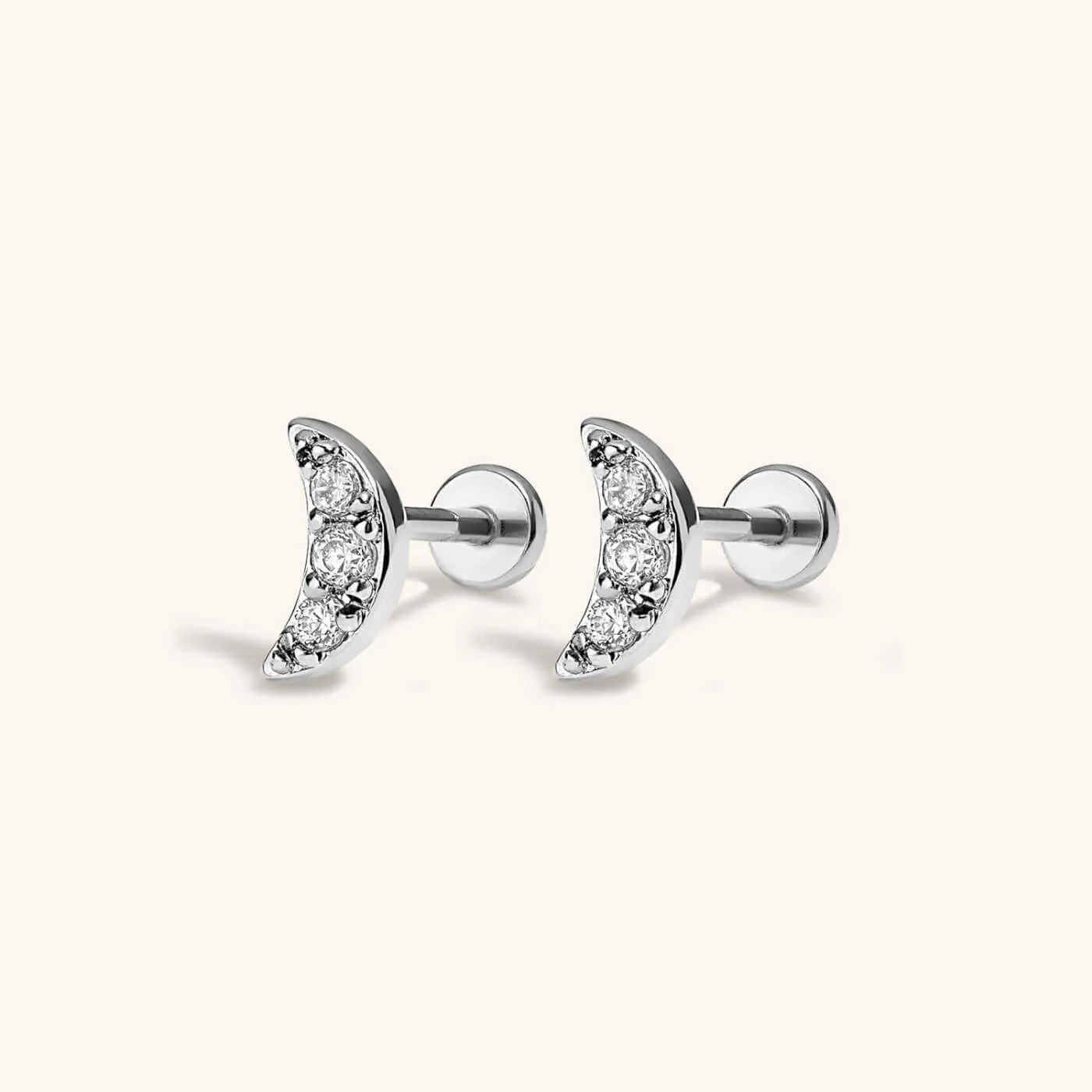 Pave Moon Nap Earrings - Image 4