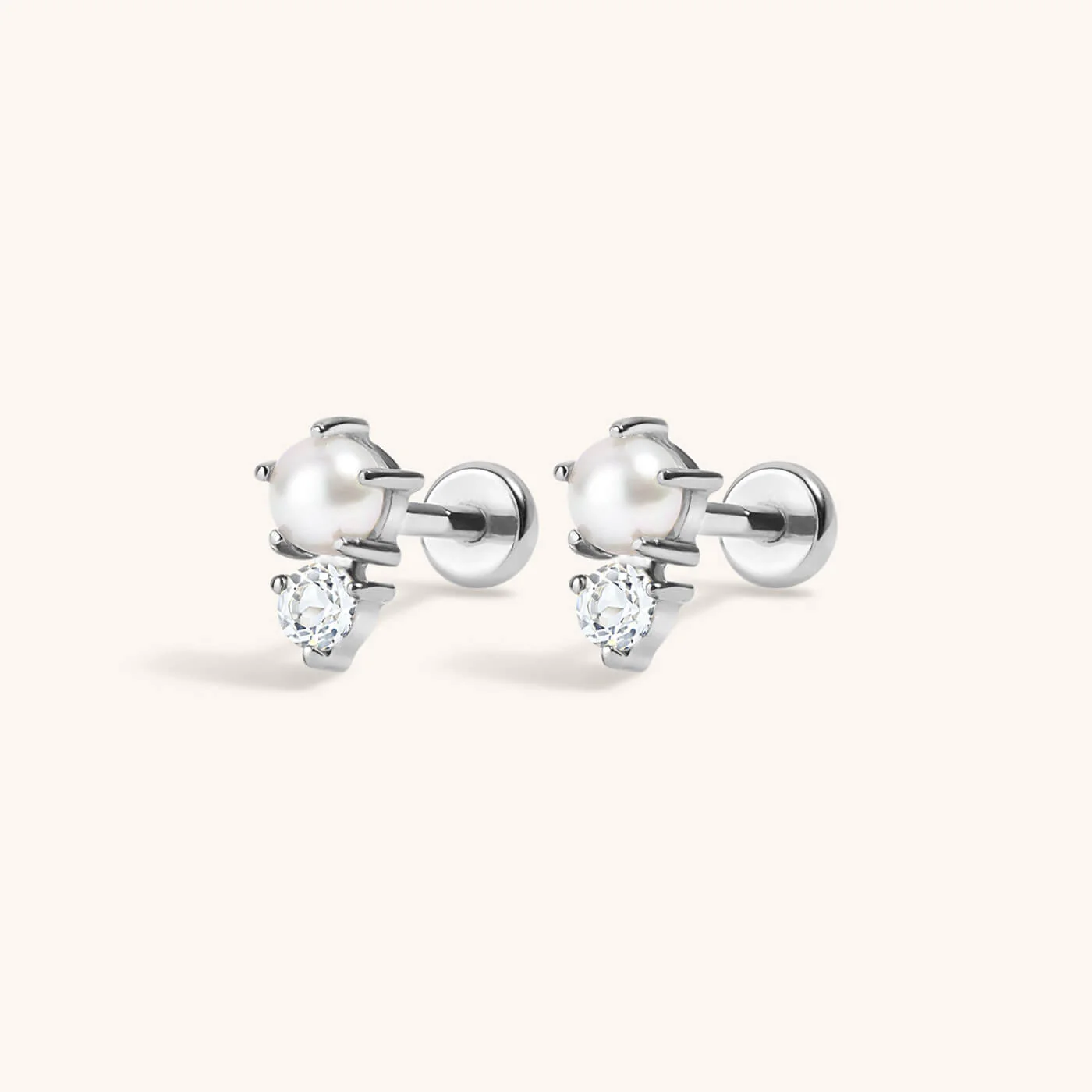 Pearl and White Topaz Nap Earrings - Image 4