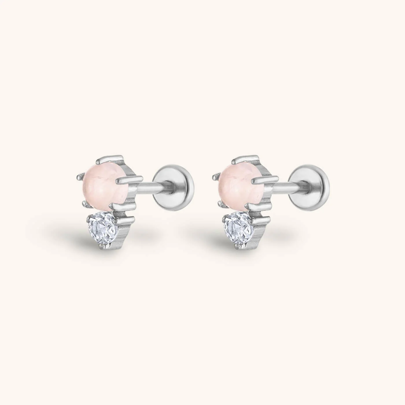 Pink Quartz and White Topaz Nap Earrings - Image 4