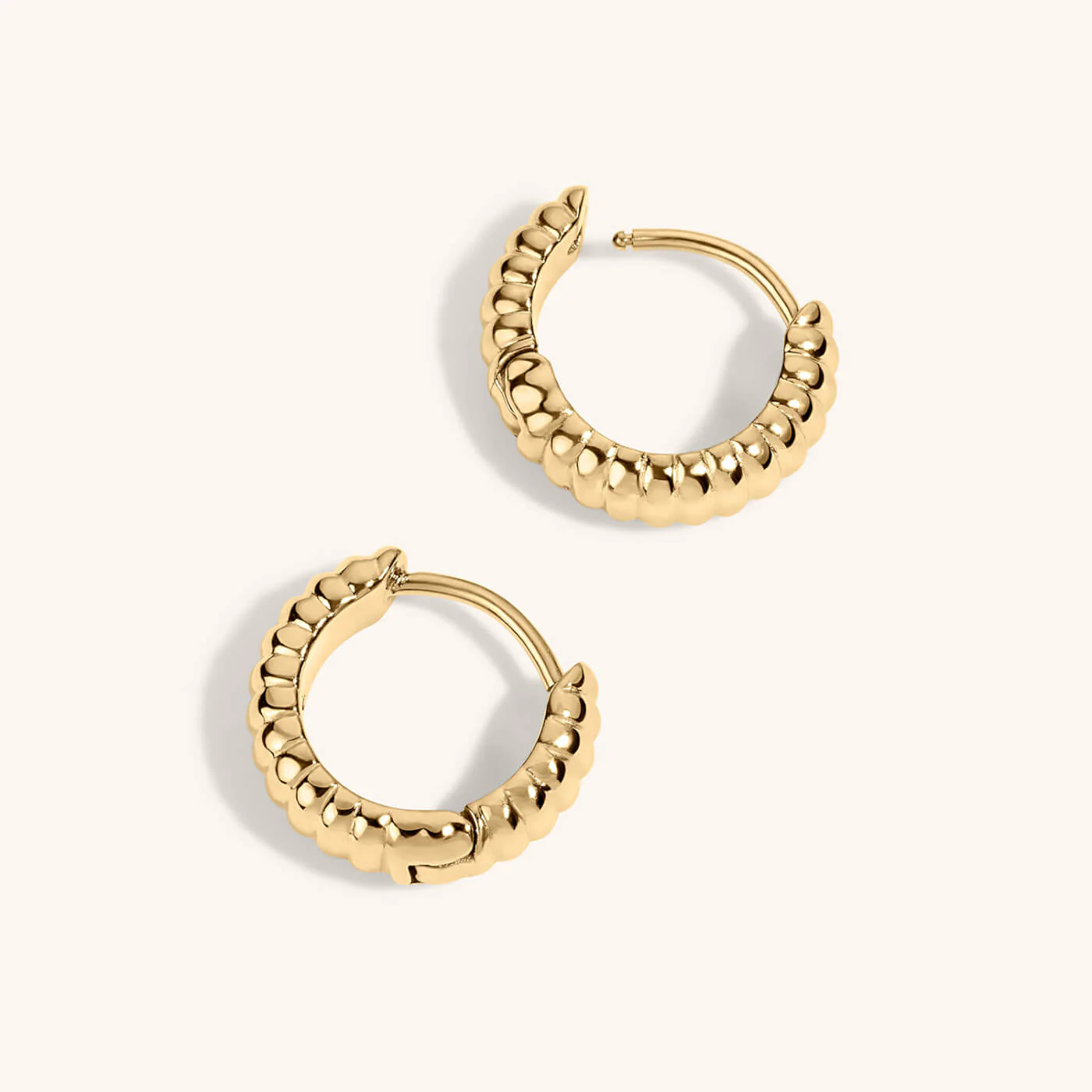 Plisse Huggie Hoops in Titanium - Image 3