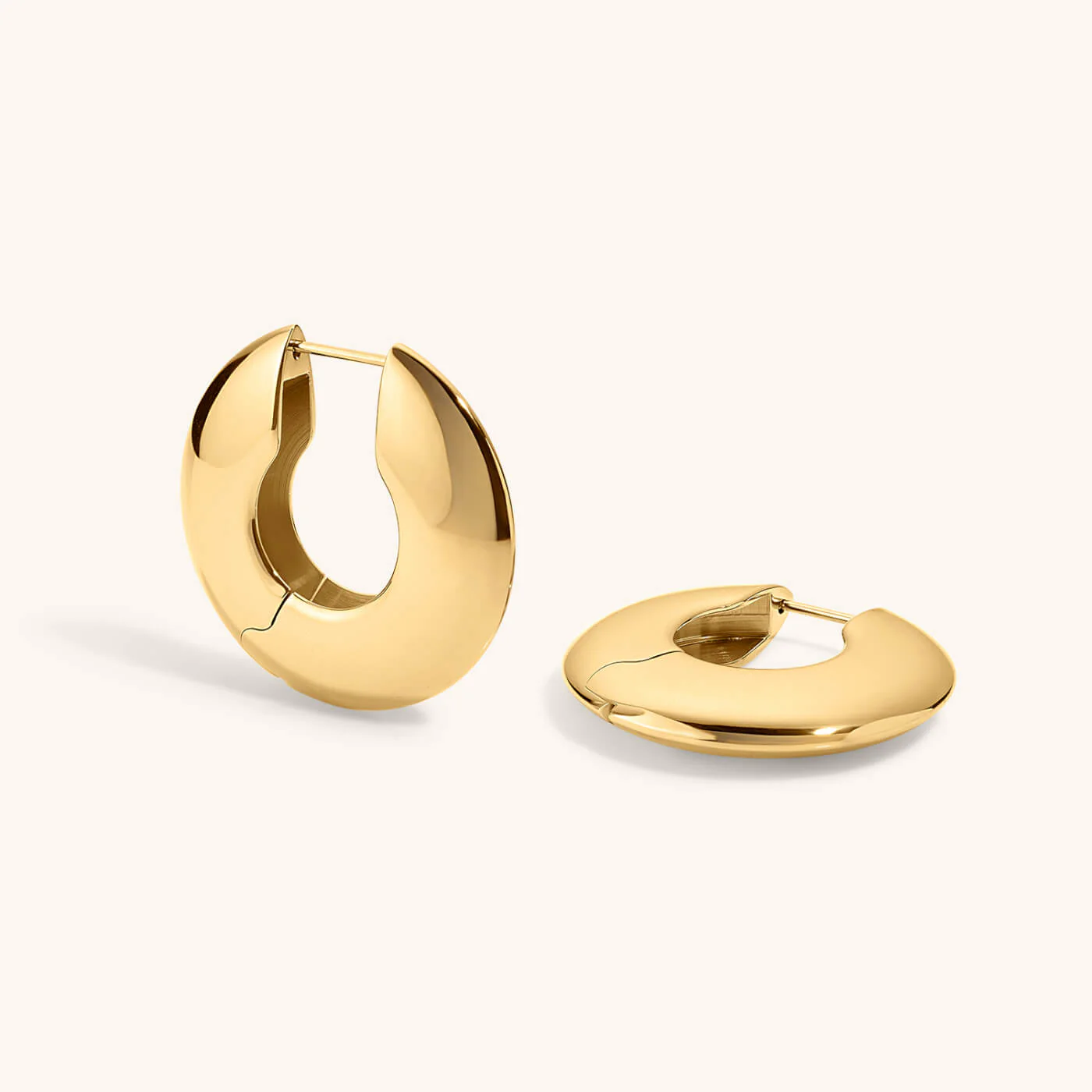 Puffy Disc Hoops in Titanium - Image 3