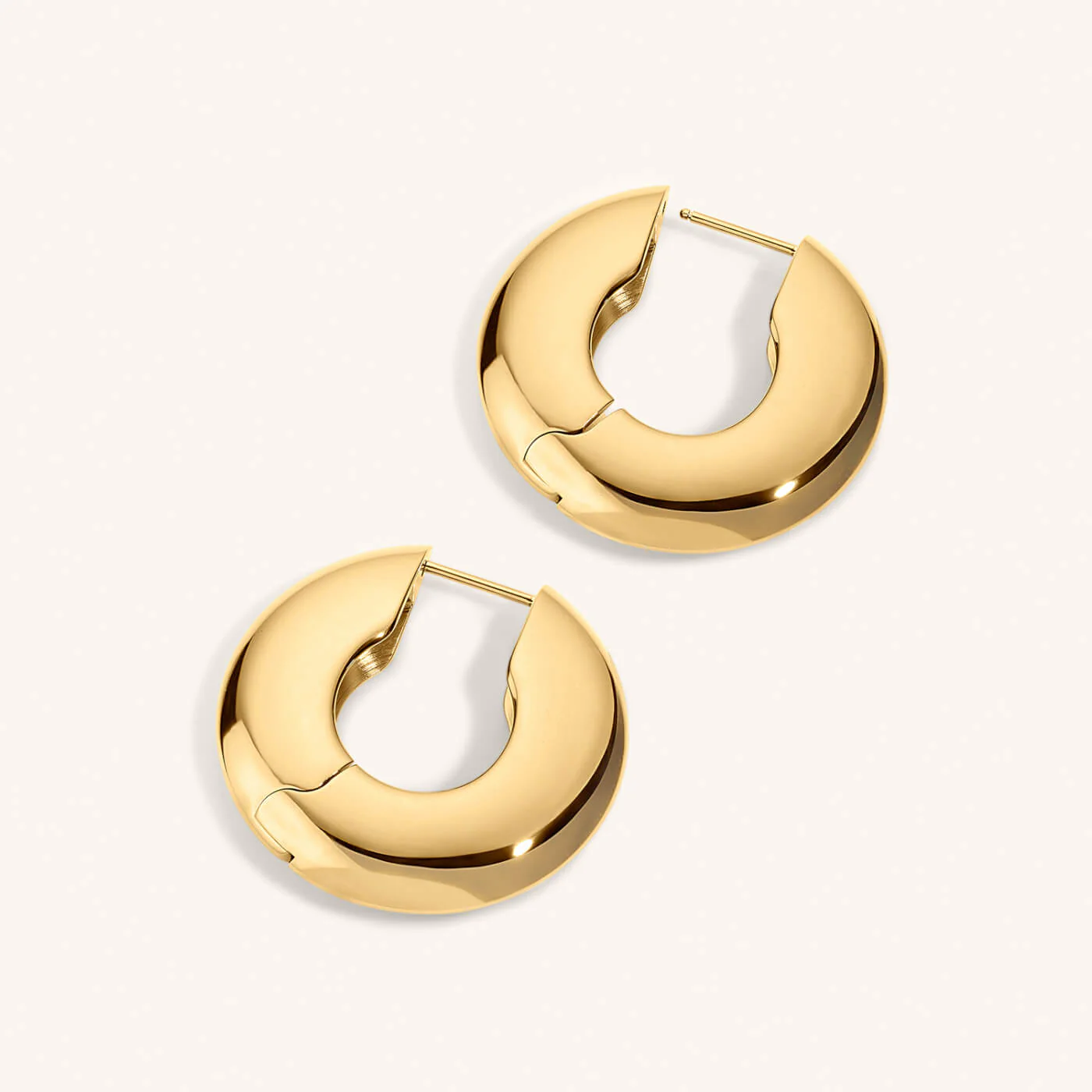 Puffy Disc Hoops in Titanium - Image 4