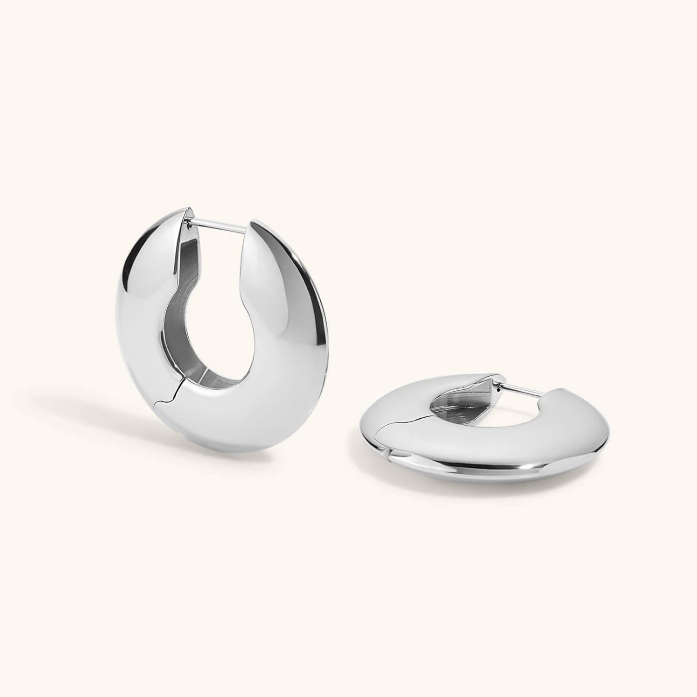 Puffy Disc Hoops in Titanium - Image 7