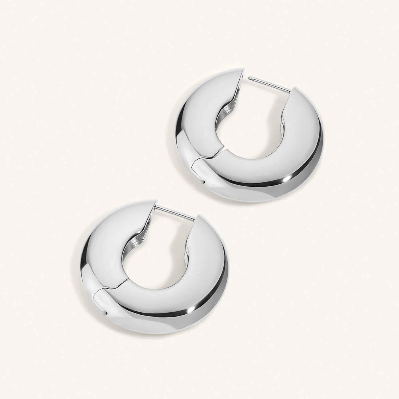 Puffy Disc Hoops in Titanium - Image 8