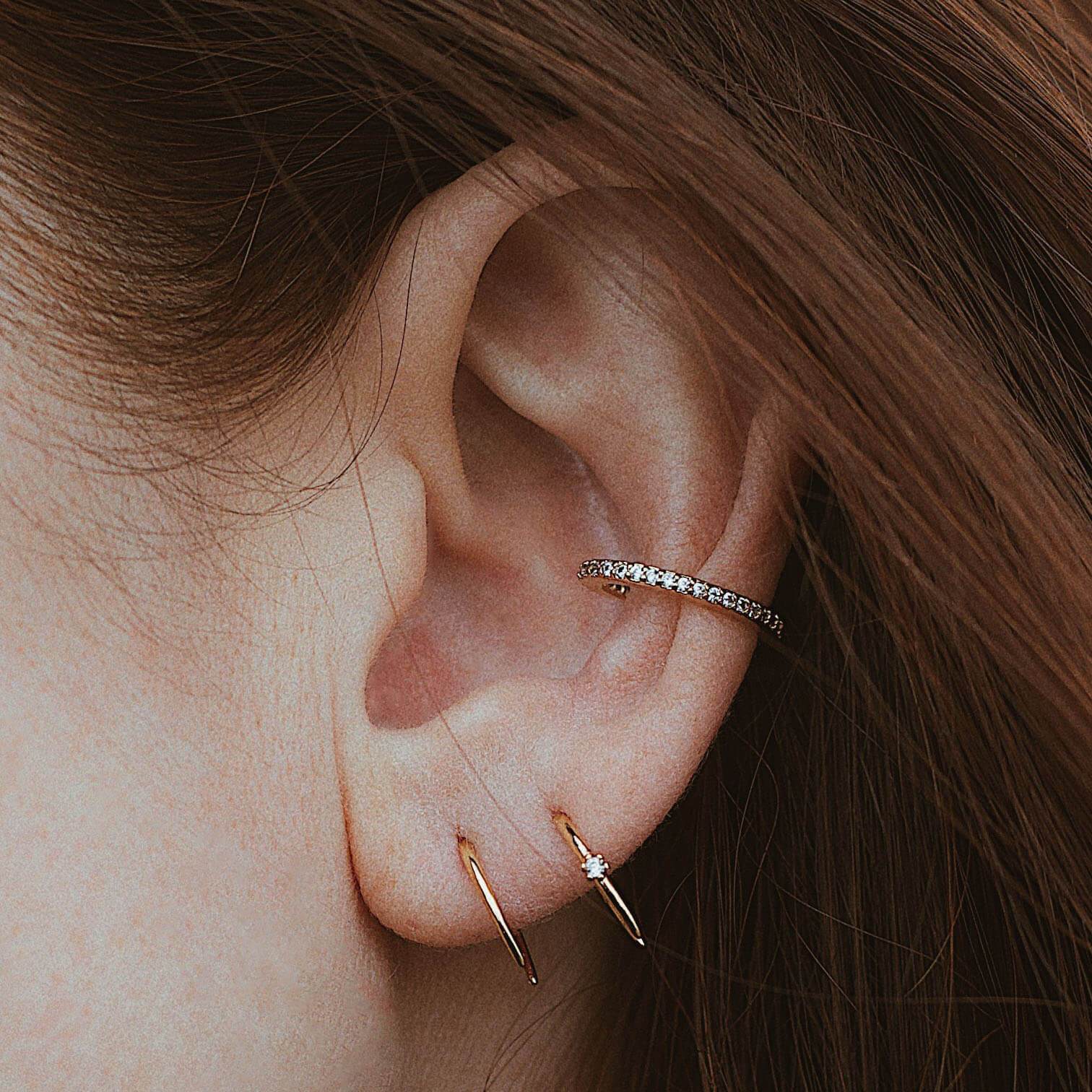 Shooting Star Open Hoop Earrings in Titanium - Image 5