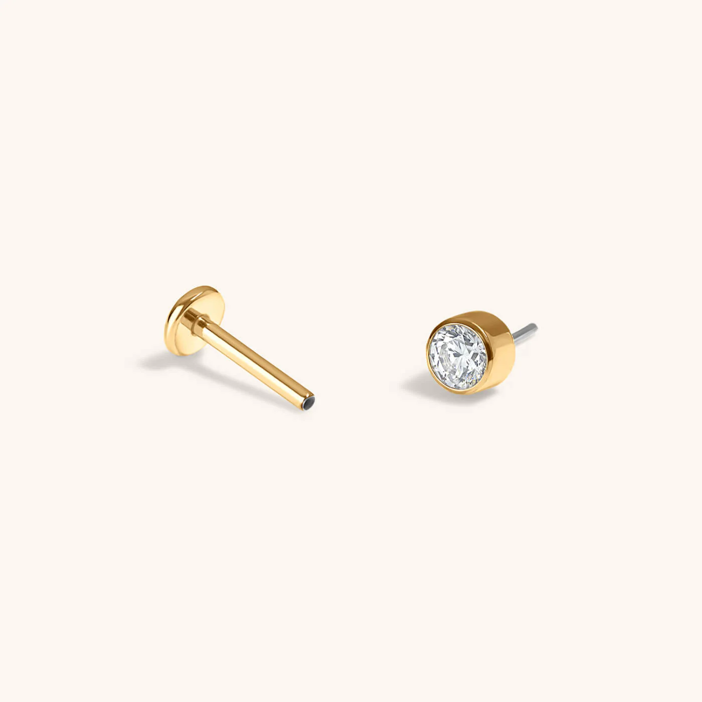 Tiny Crystal Push Pin Flat Back Earring - Image 5